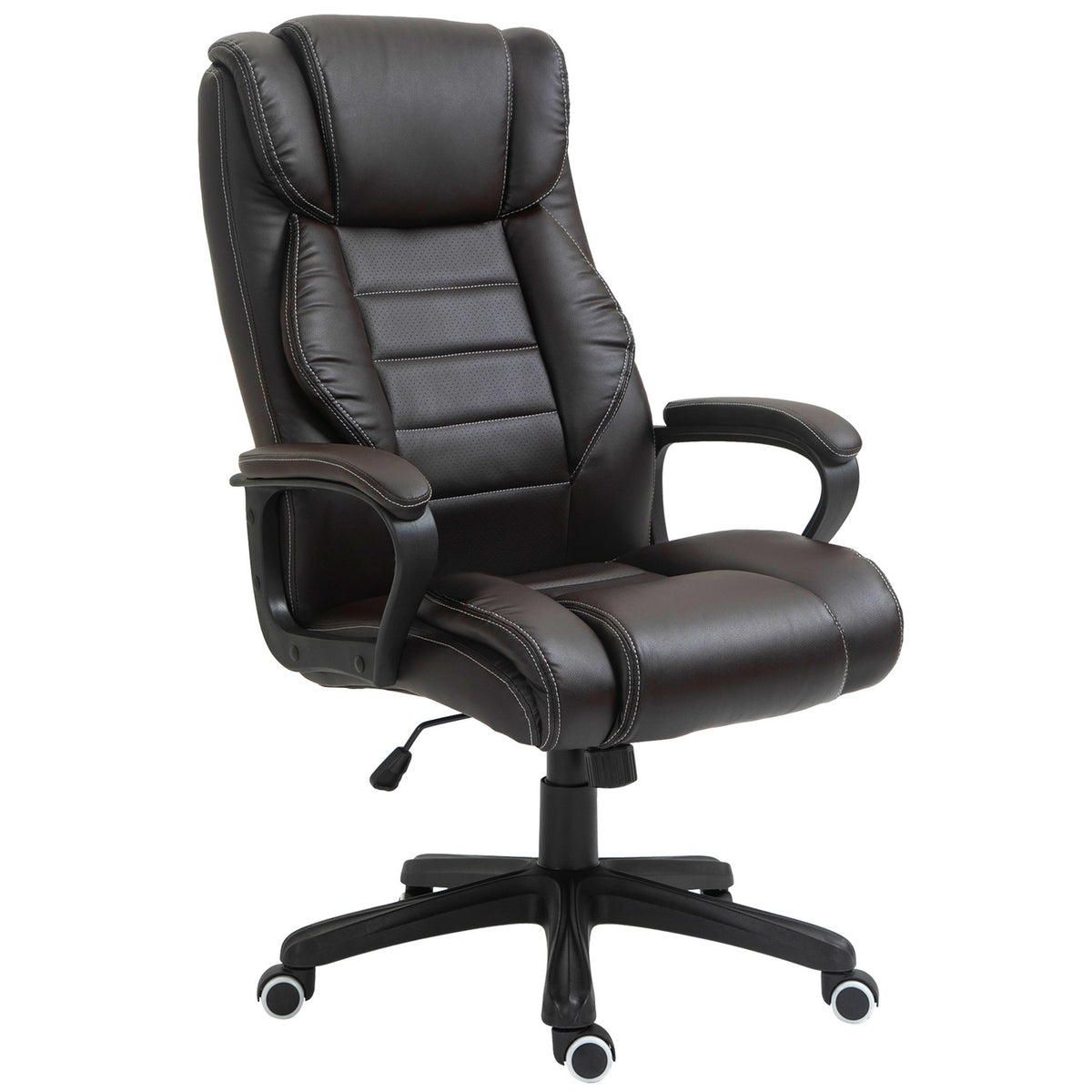 Kancelářská židle s masážní funkcí, výškově nastavitelná manažerská židle, ergonomická otočná židle, 6 vibračních bodů, hnědá