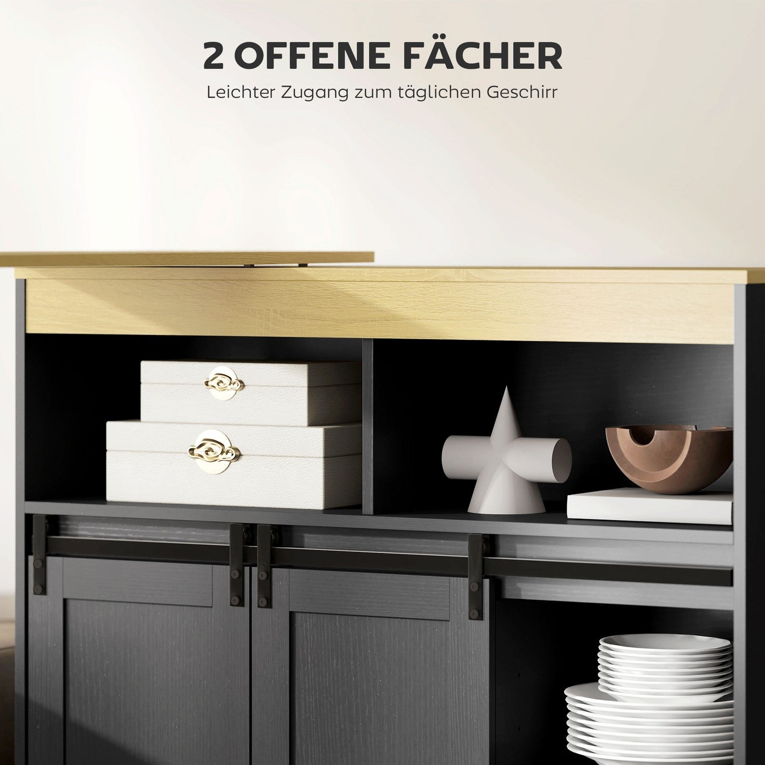 Konvertibelt L-format barbord, svart MDF, gott om förvaring