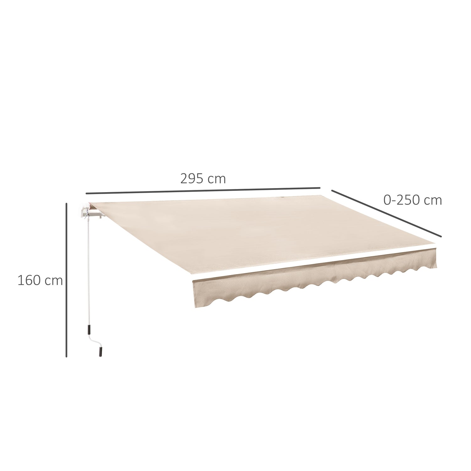 Krämvit Vikarmsmarkis – Solskydd, 2,95x2,5M