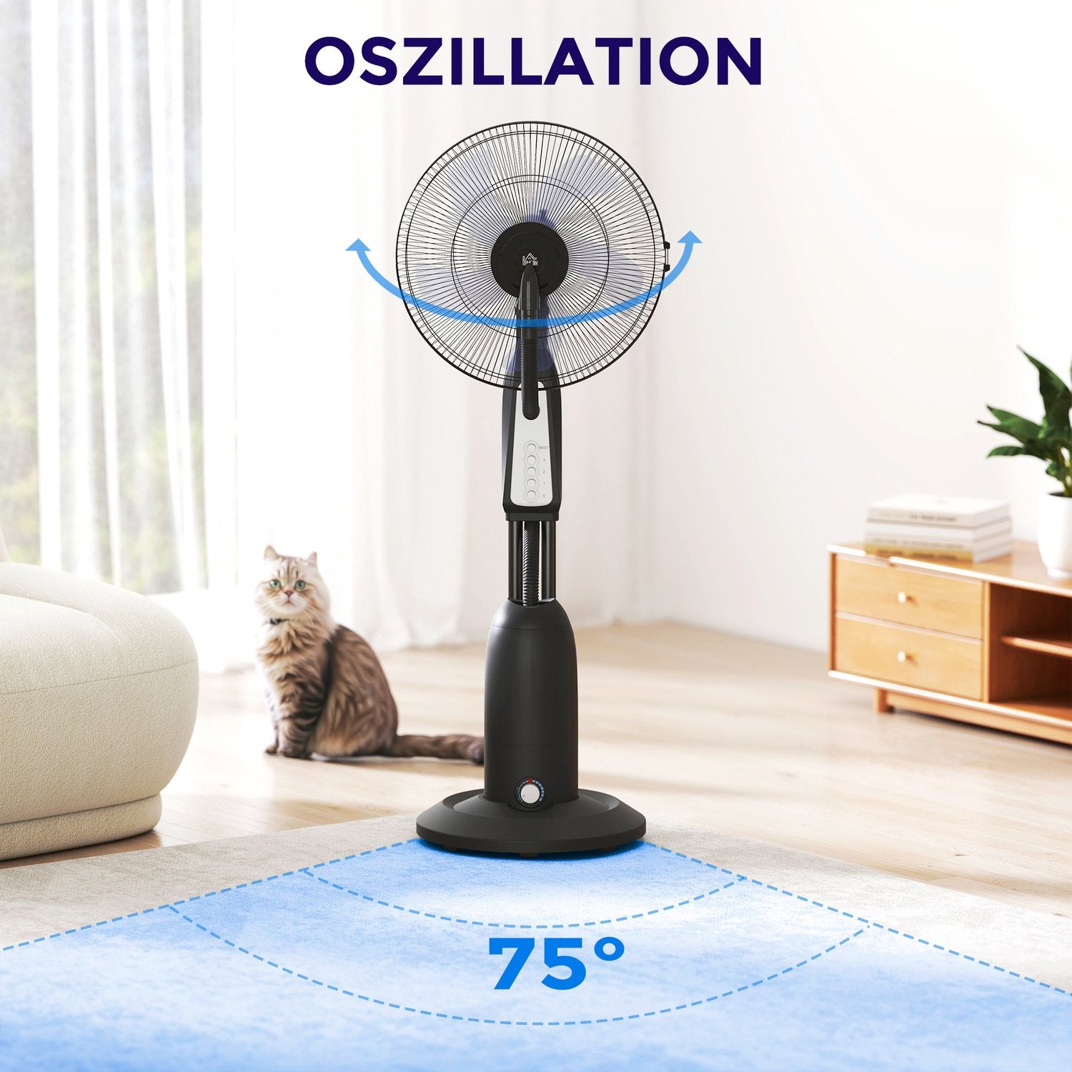 Chladicí ventilátor – 3 rychlosti, nádrž 3 l, oscilující