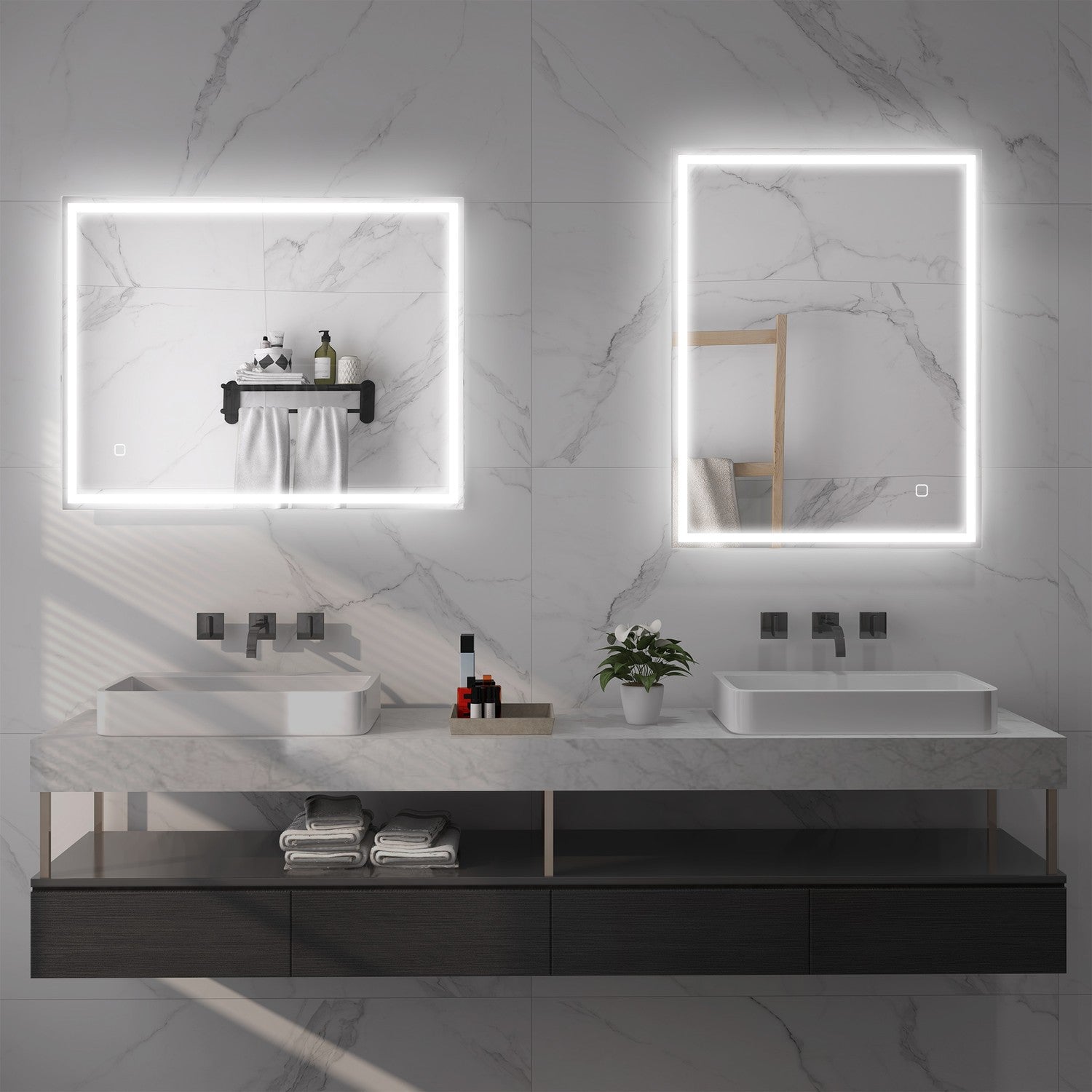 LED Badrumsspegel, 90x70 cm, immafri, Touch Switch