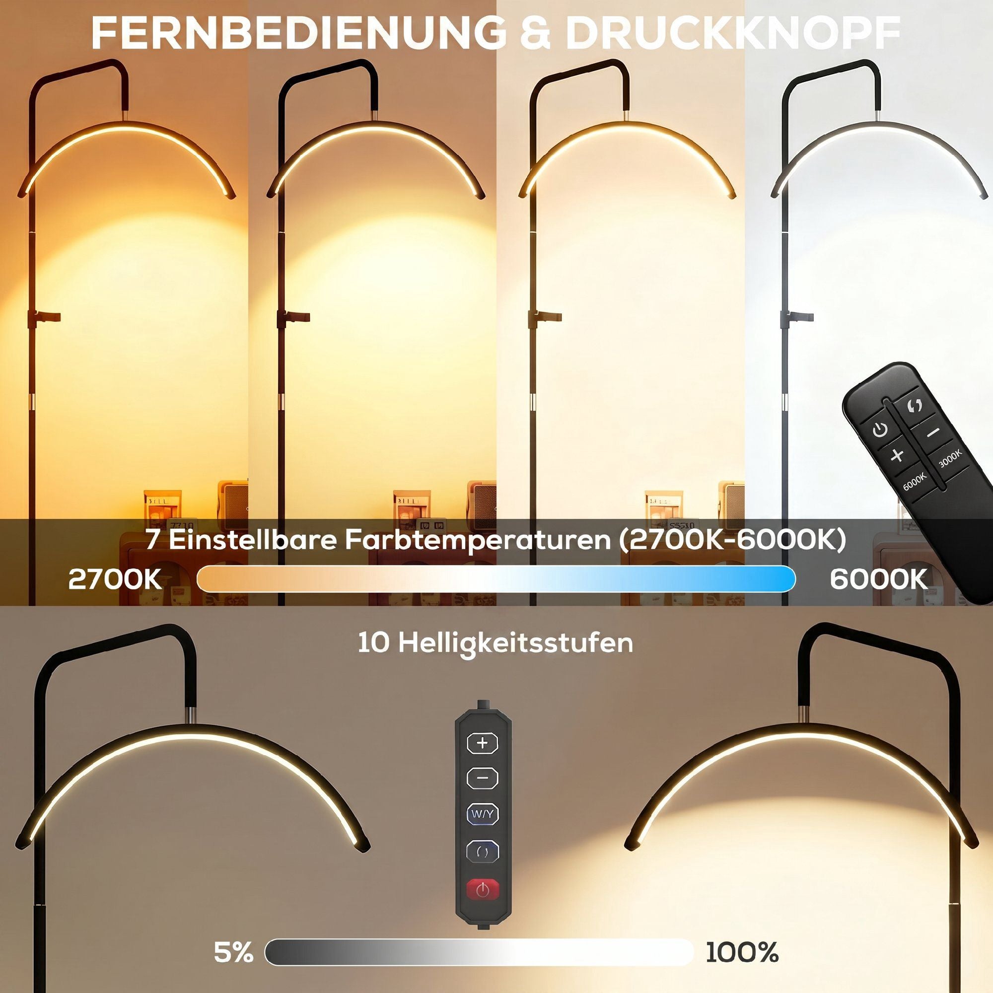 LED Halvmåneformad Ögonfranslampa, Telefonhållare, Justerbar Höjd