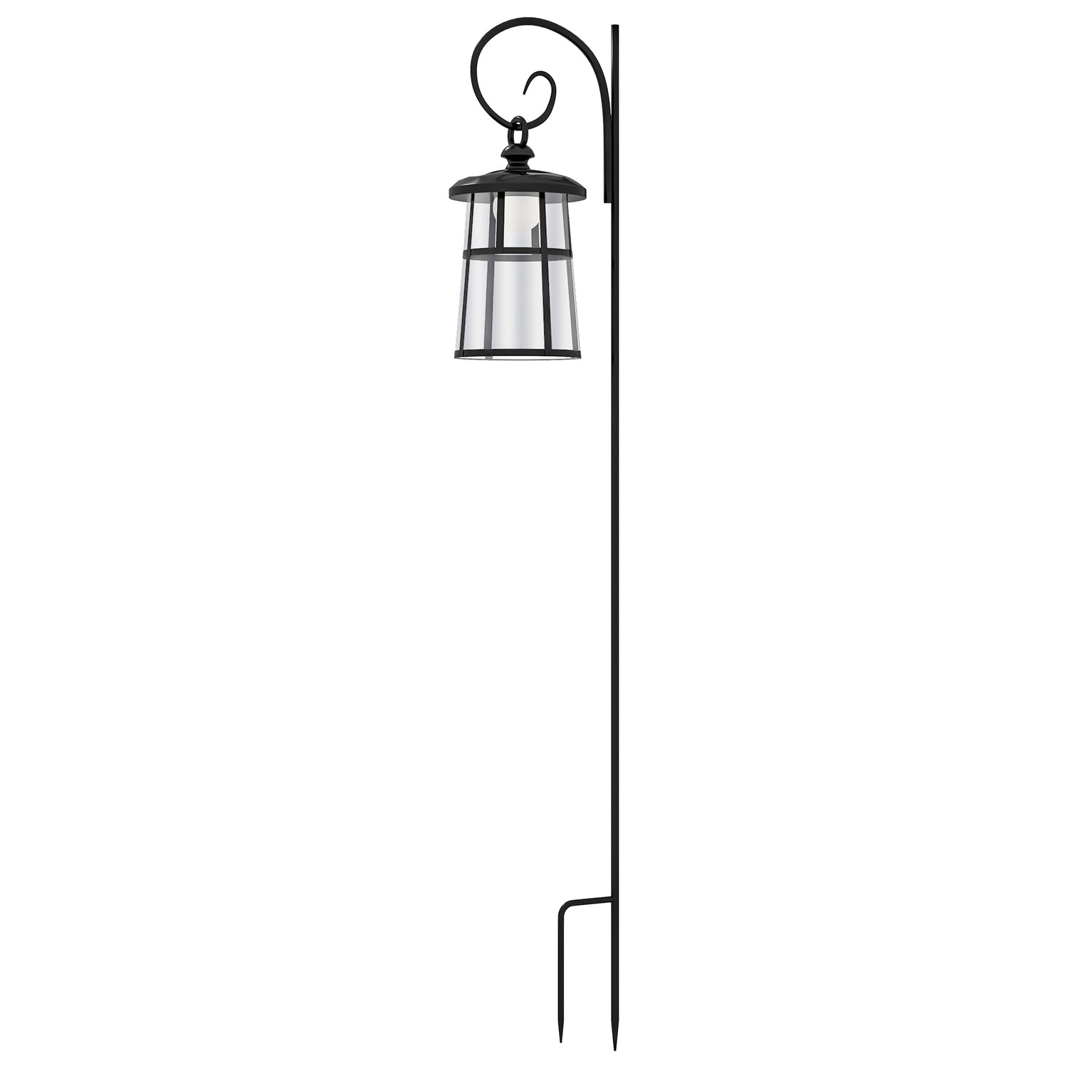 LED solární zahradní lucerna, 122 cm, studené bílé světlo, černá