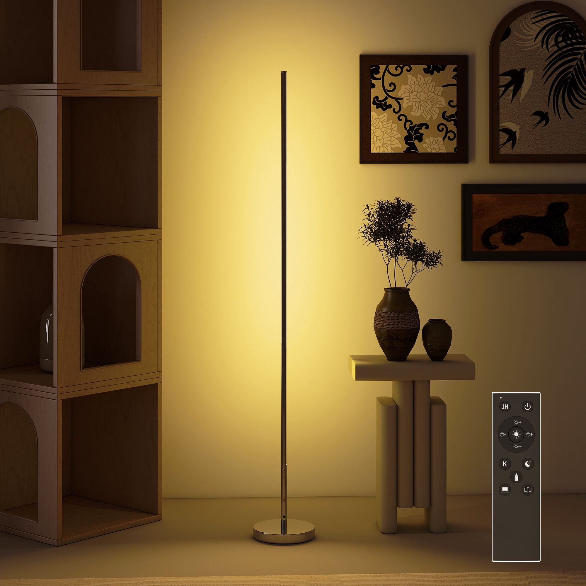 LED-golvlampa, dimbar 3000-6000K, fjärrkontroll, 150 cm