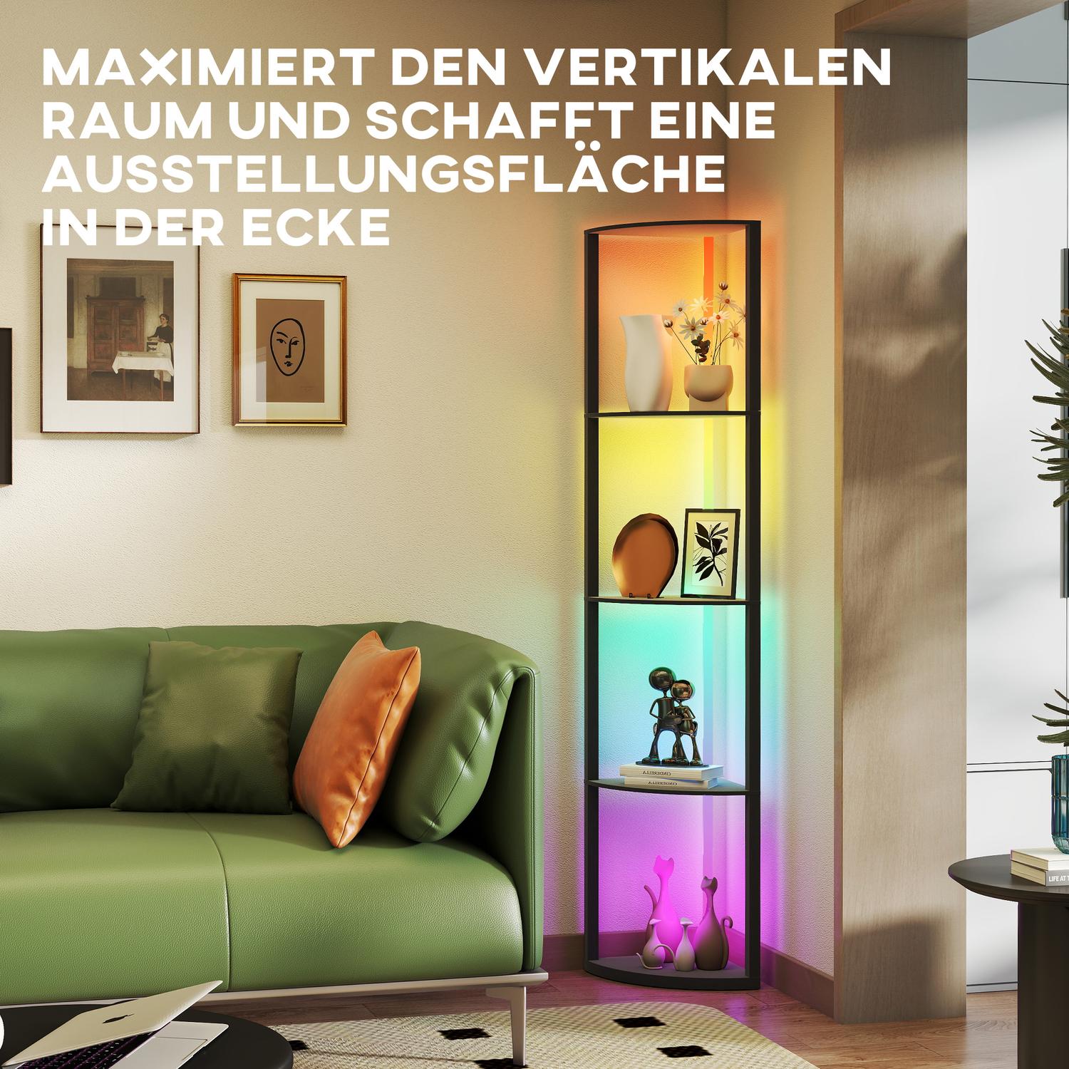 LED-golvlampa med hyllor, RGB, fjärrkontroll