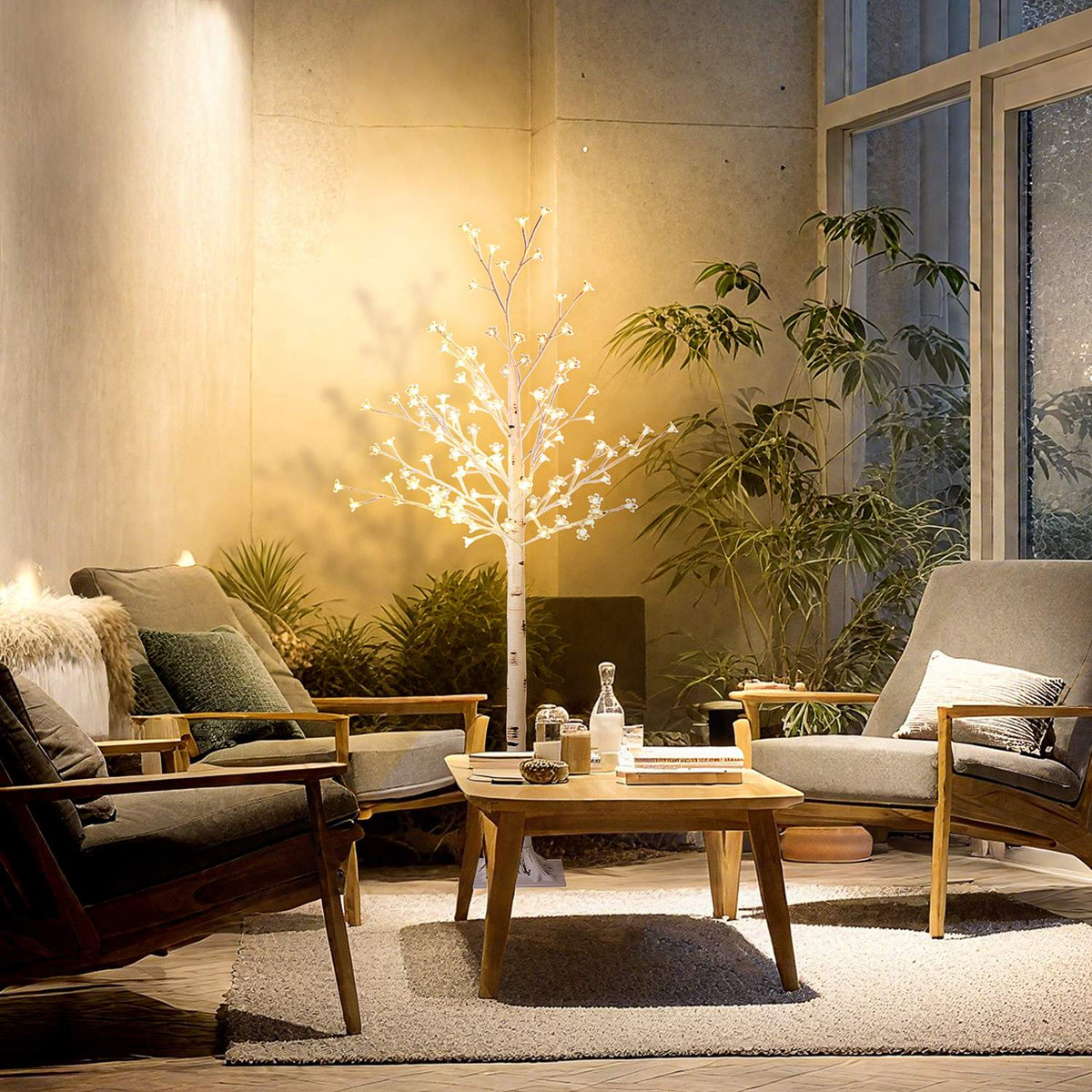 LED světelný strom, 150 cm, teplá bílá, pro interiér i exteriér