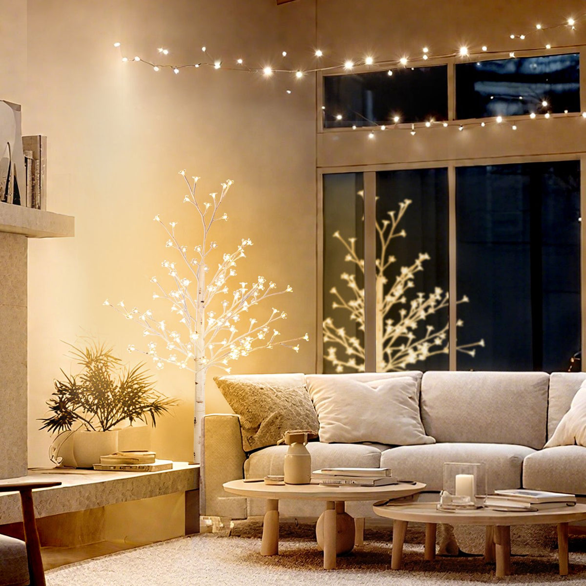 LED světelný strom, 150 cm, teplá bílá, pro interiér i exteriér