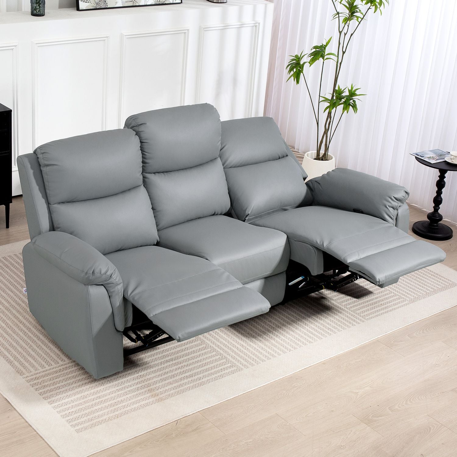 Liggande 3-sits soffa, konstläder, mörkgrå