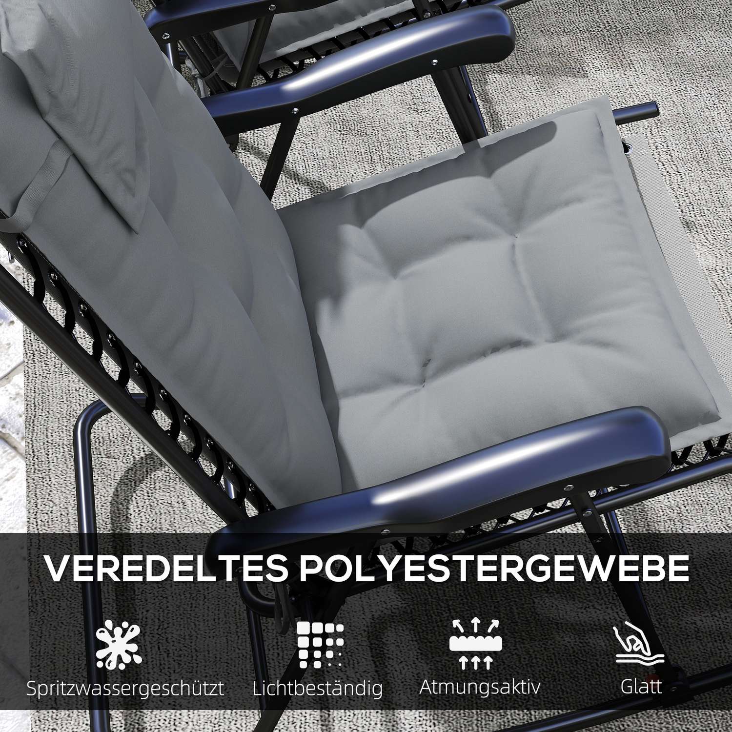 Světle šedé vodoodpudivé polštáře na zahradní lavici, 50x116 cm