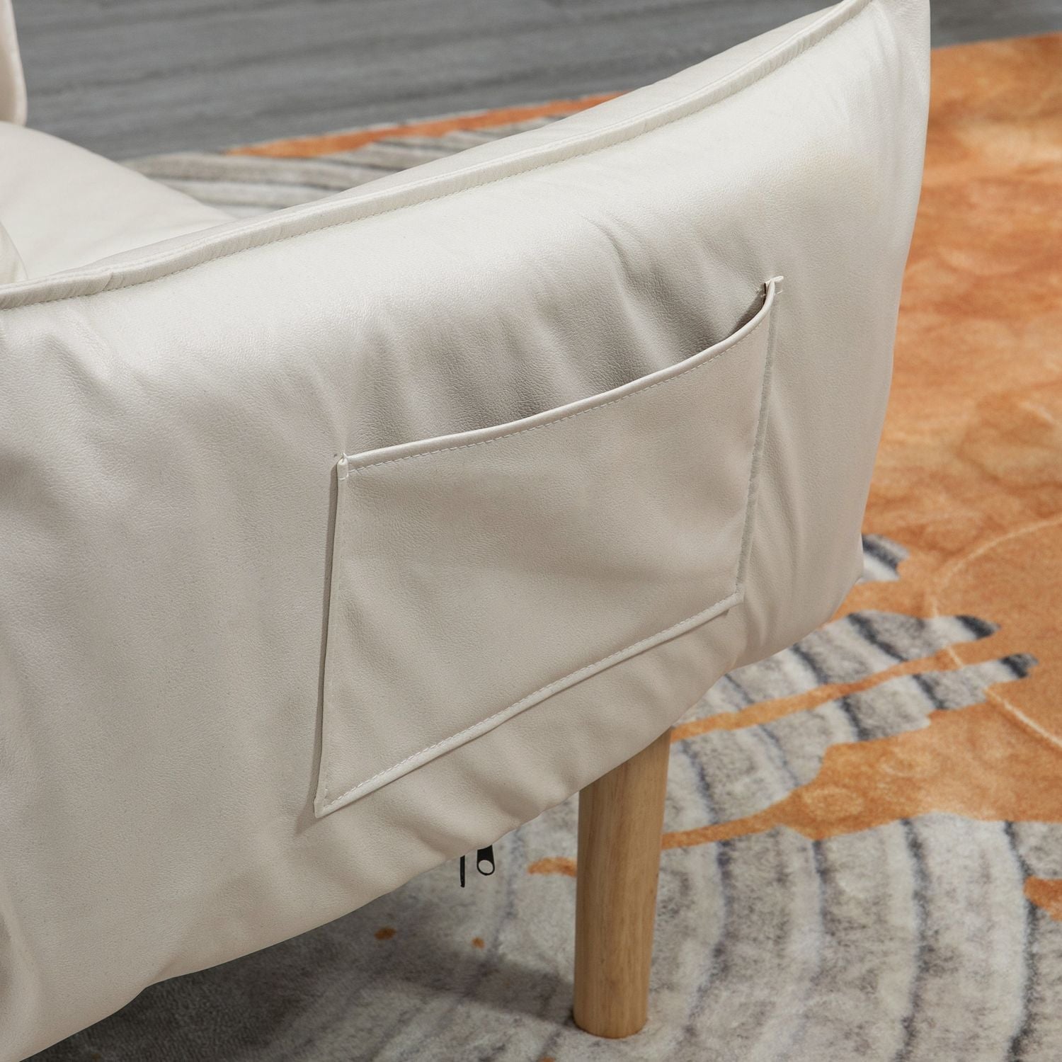 Loungestol med kuddar, justerbar och krämig mikrofiber
