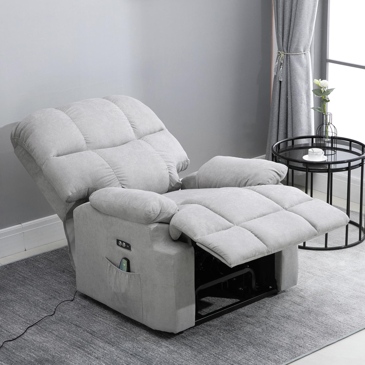 Massagestol med ståhjälp, justerbar, USB-fjärrkontroll