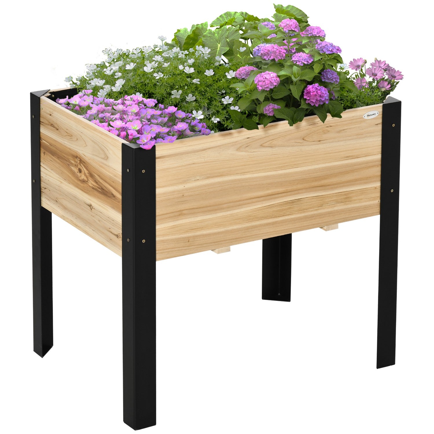 Massivträ Upphöjd bäddkruka med stålram, 80x60x74 cm