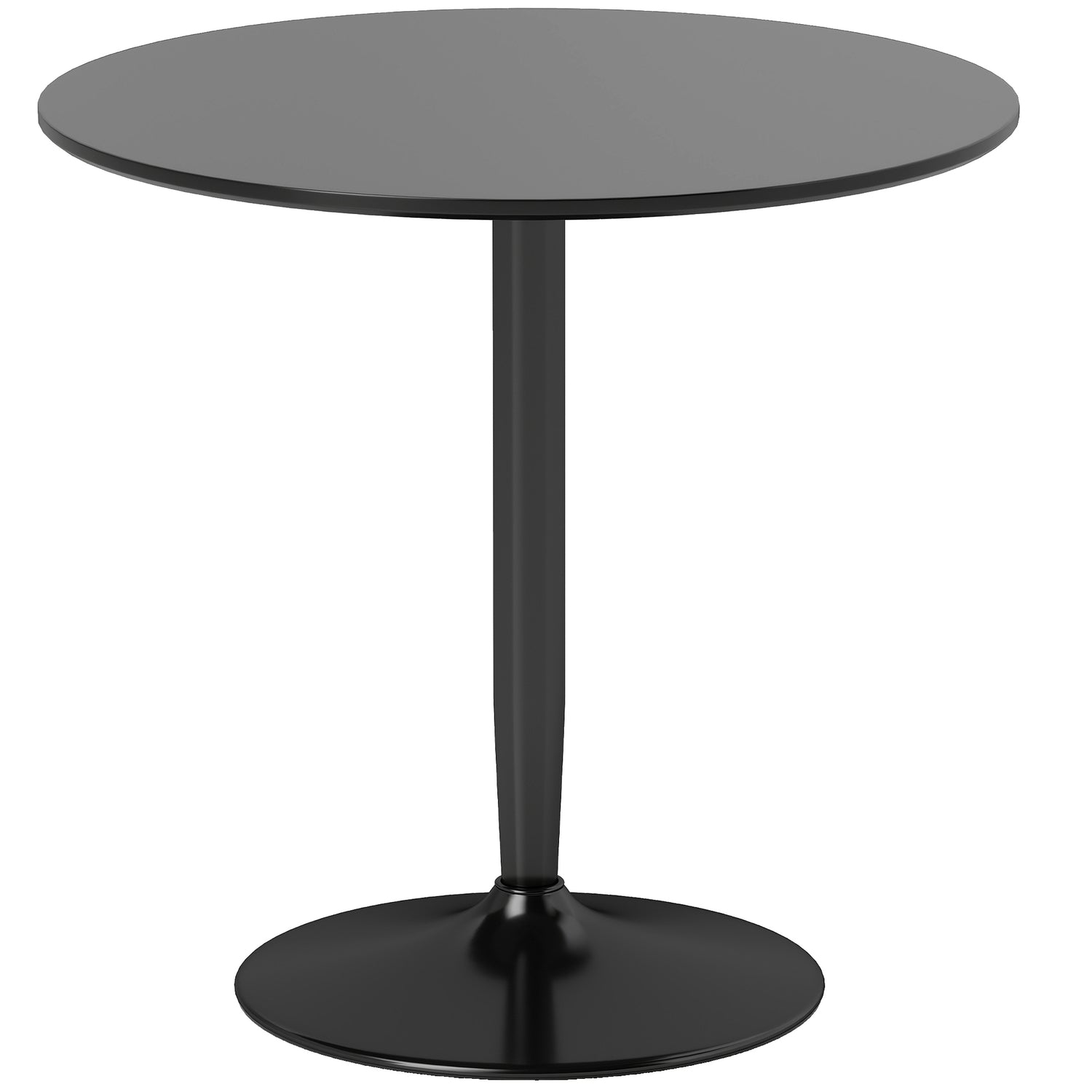 Matbord för 2, Runt 80 cm, MDF och stål, Svart