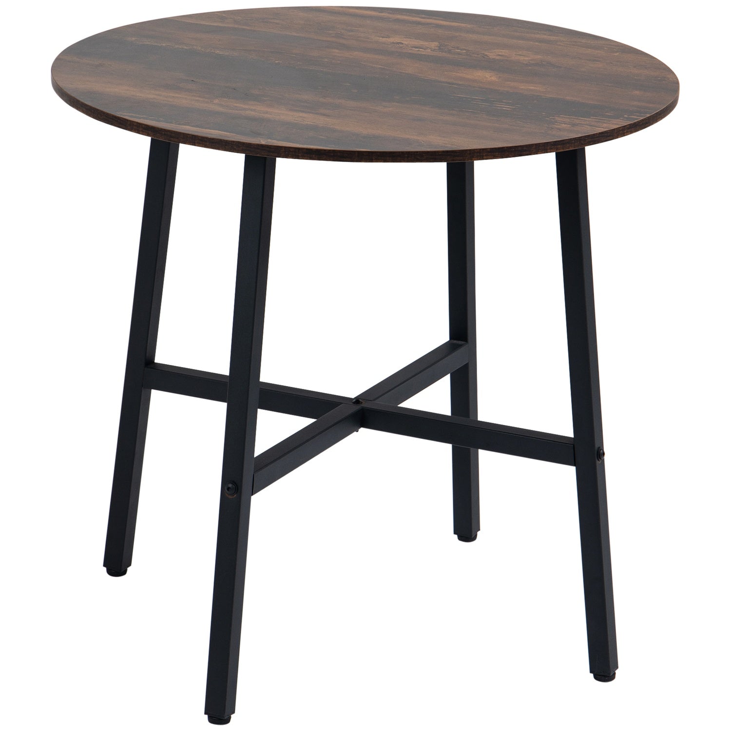 Matbord i stål för 4, 80x80x76 cm, brun finish