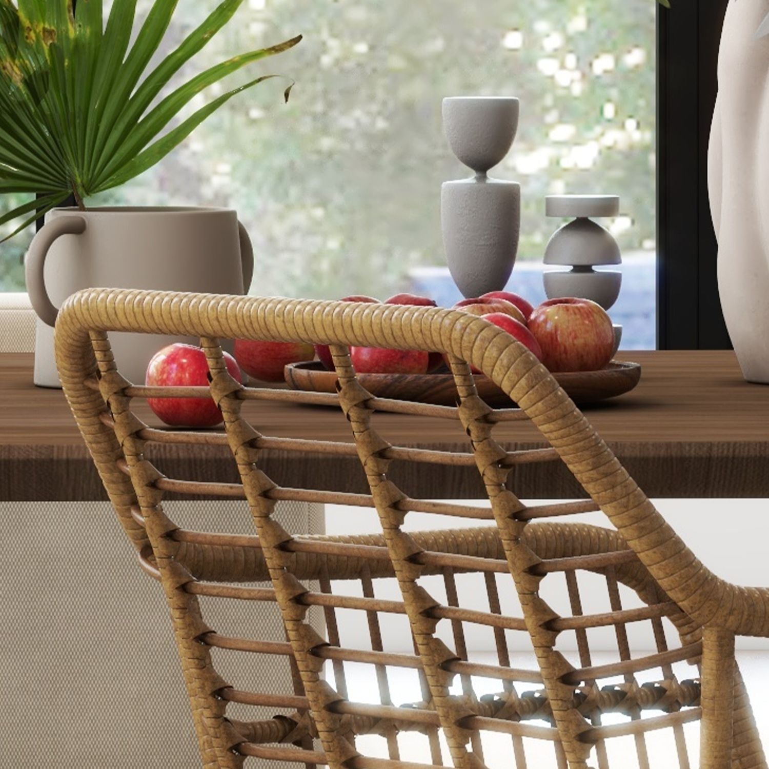 Ratanové jídelní židle, ergonomické, nosnost 120 kg, boho styl