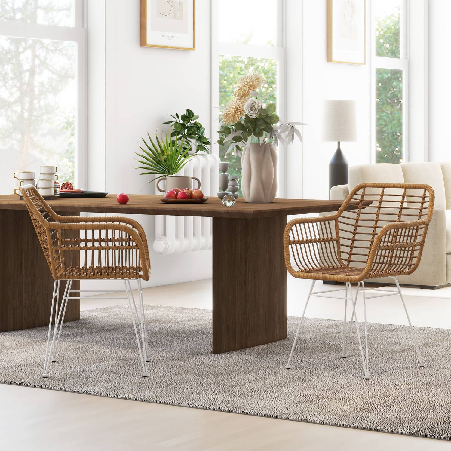 Ratanové jídelní židle, ergonomické, nosnost 120 kg, boho styl