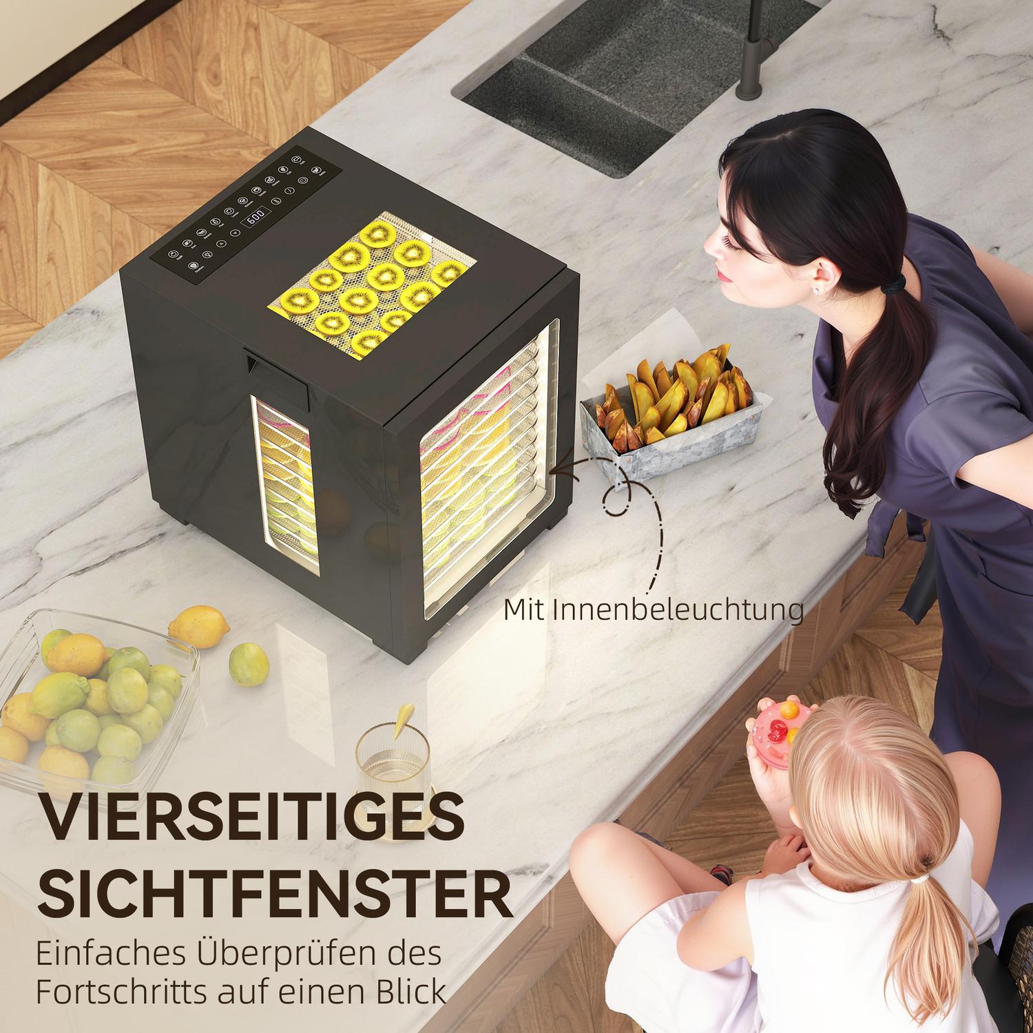 Mattorkare, 850W, 12 brickor i rostfritt stål, timer