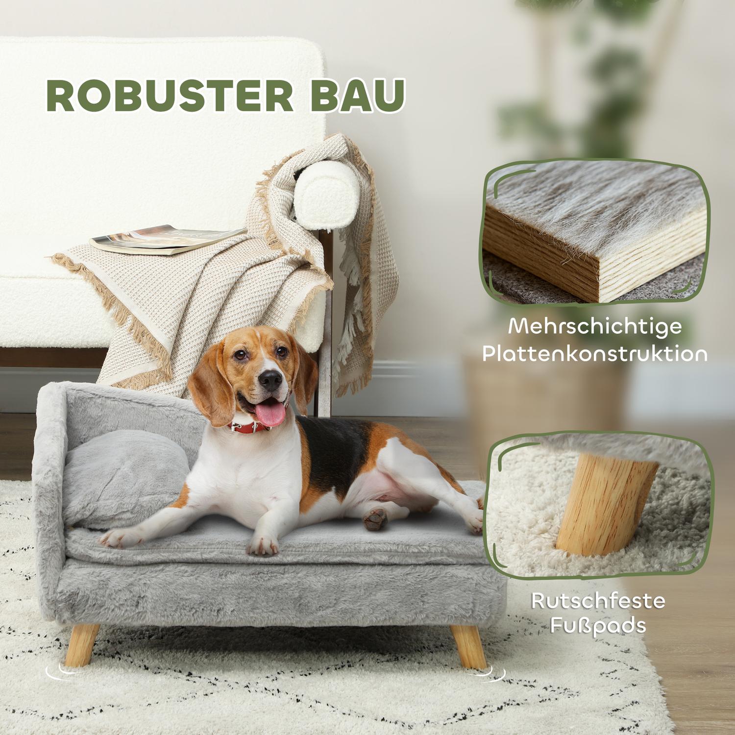 Medium hundsoffa med tvättbar kudde, förhöjd design