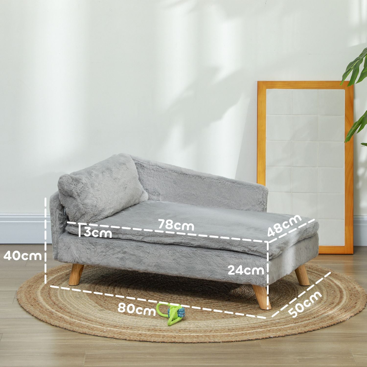 Středně velká pohovka pro psy s pratelným polštářem, vyvýšený design