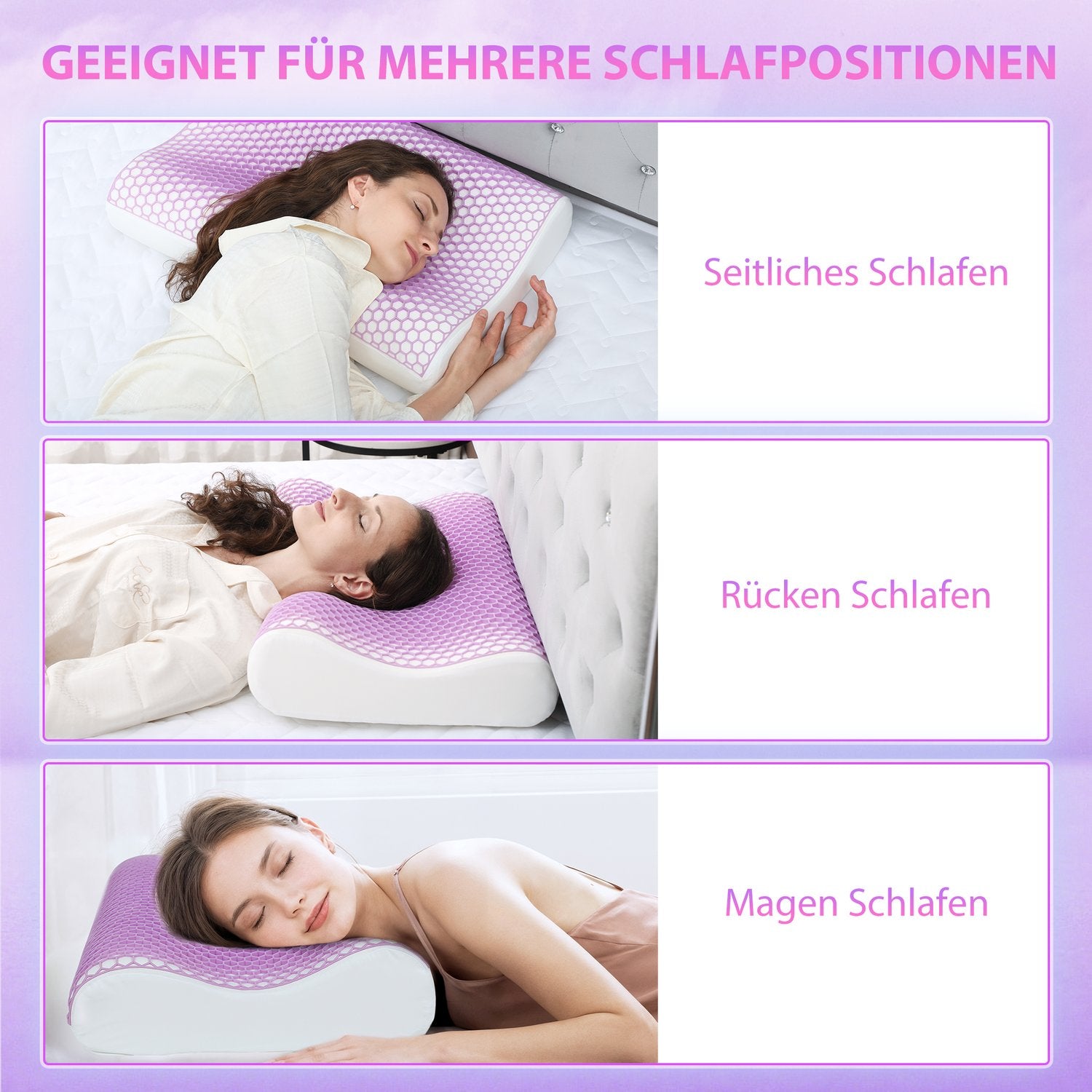Memory Foam-kudde, ergonomiskt nackstöd, 2 höjder
