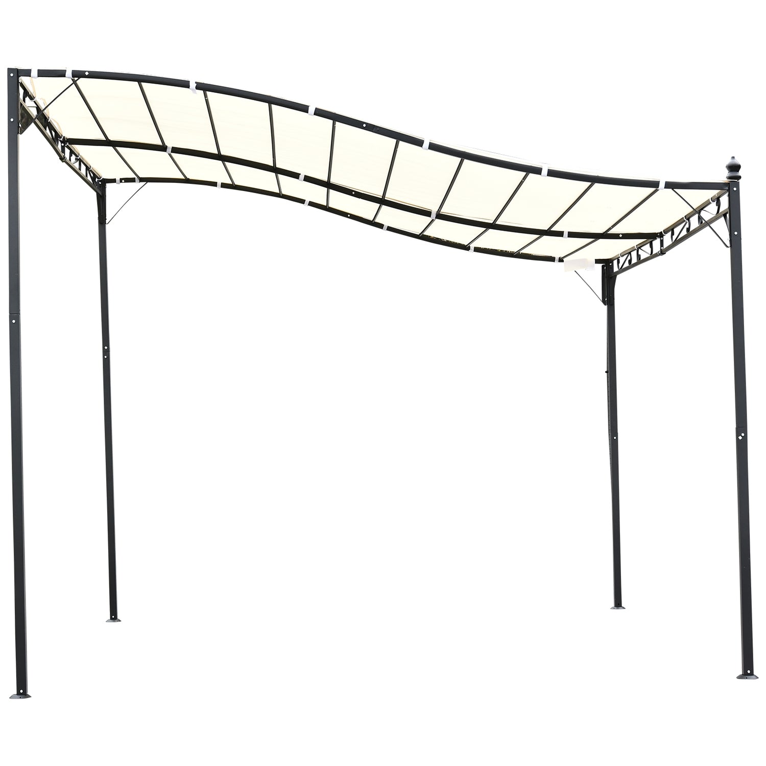 Metall Pergola Gazebo Canopy, Kräm, 297x297 Cm