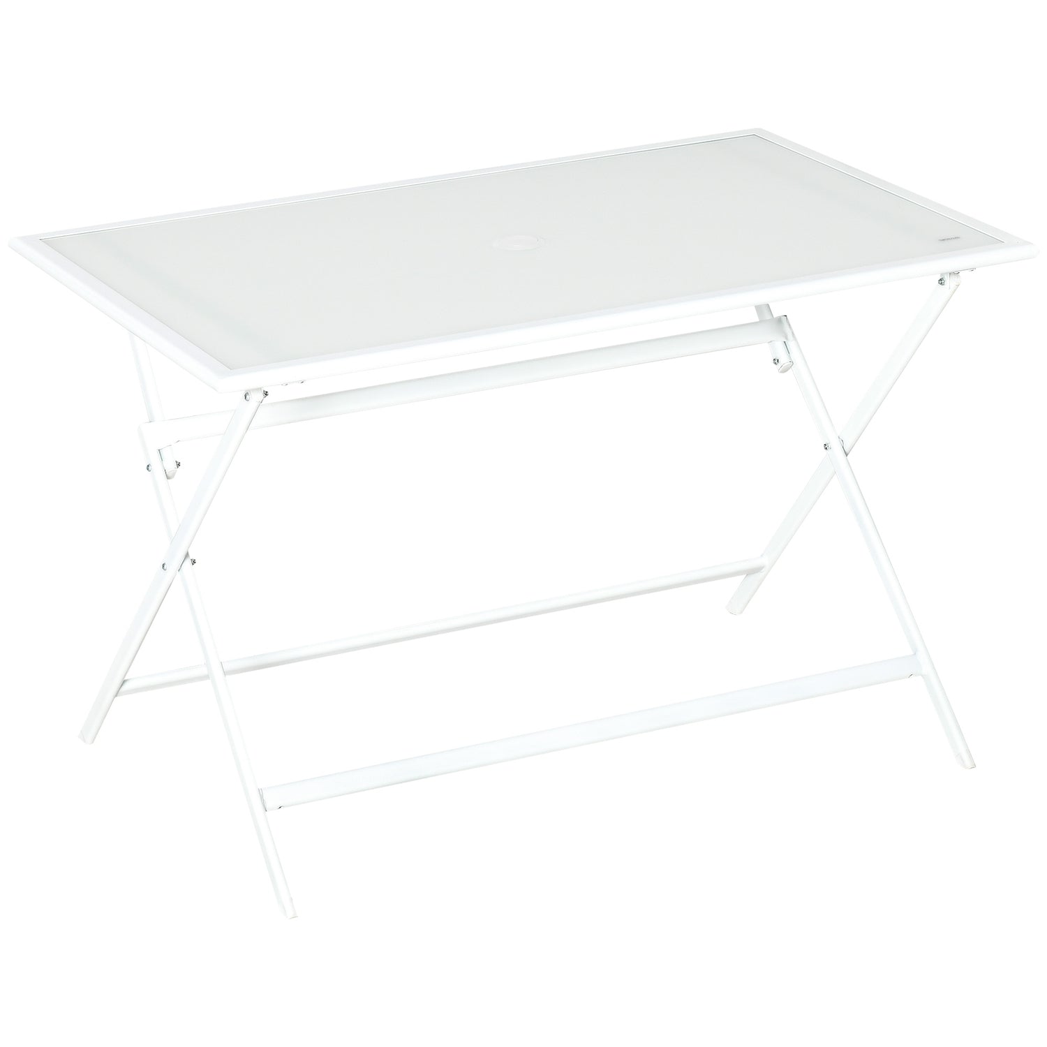 Metallfällbart bord med paraplyhål – 110x70x70cm