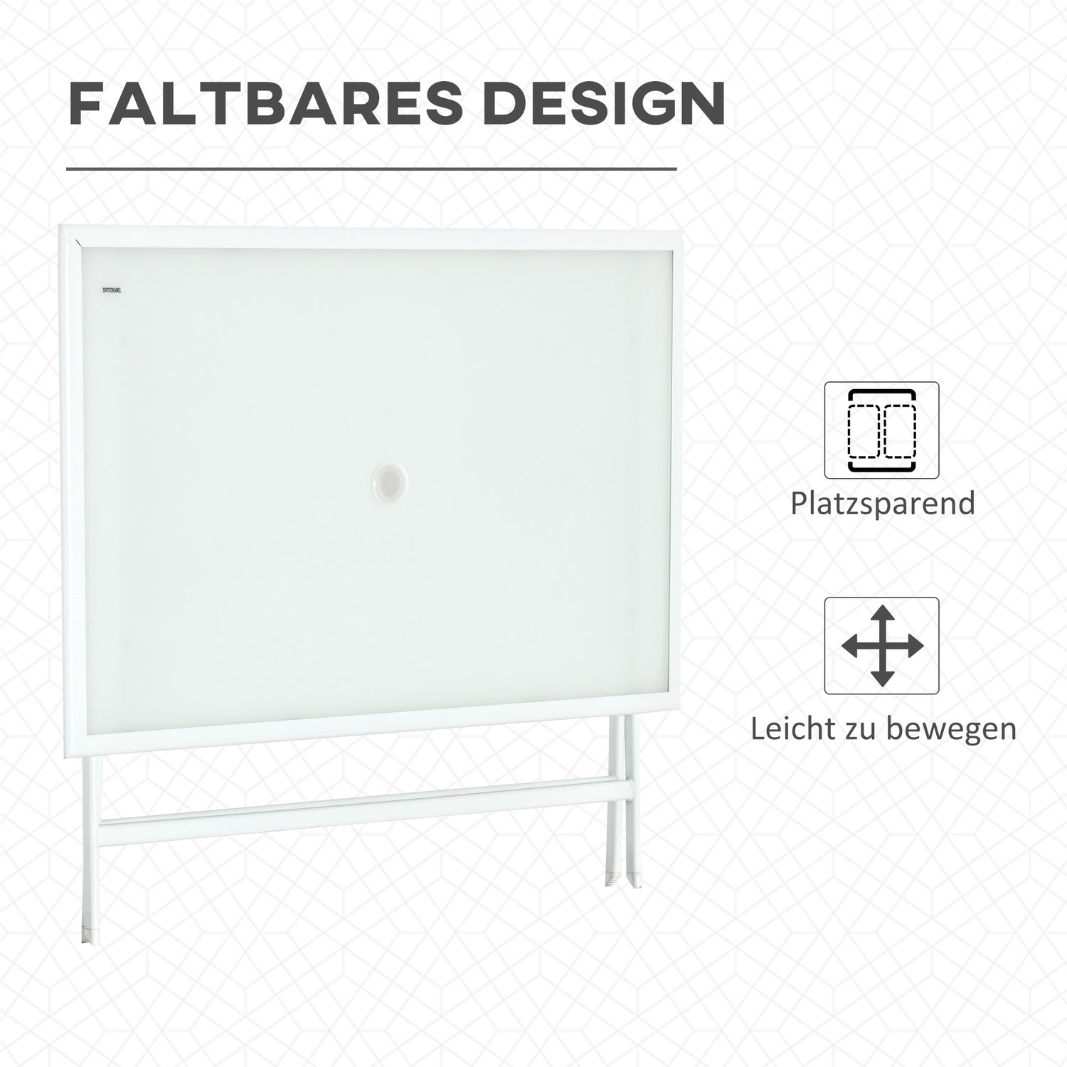 Metallfällbart bord med paraplyhål – 110x70x70cm
