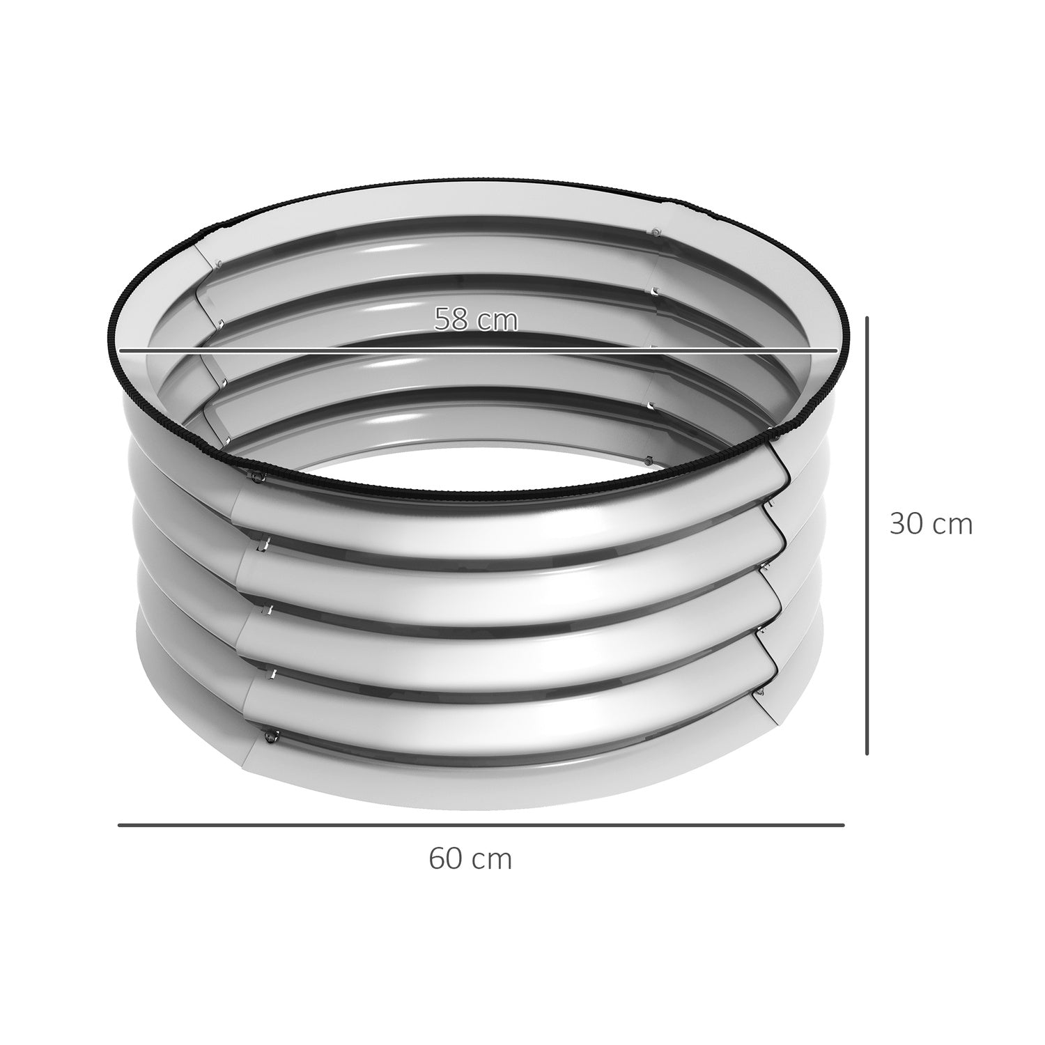 Metallupphöjda trädgårdssängar, Set om 2 – 60x60x30 cm, Silver