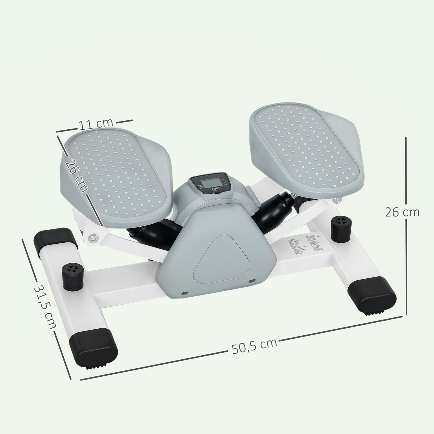 Mini domácí stepper s LCD displejem a protiskluzovými pedály, šedý
