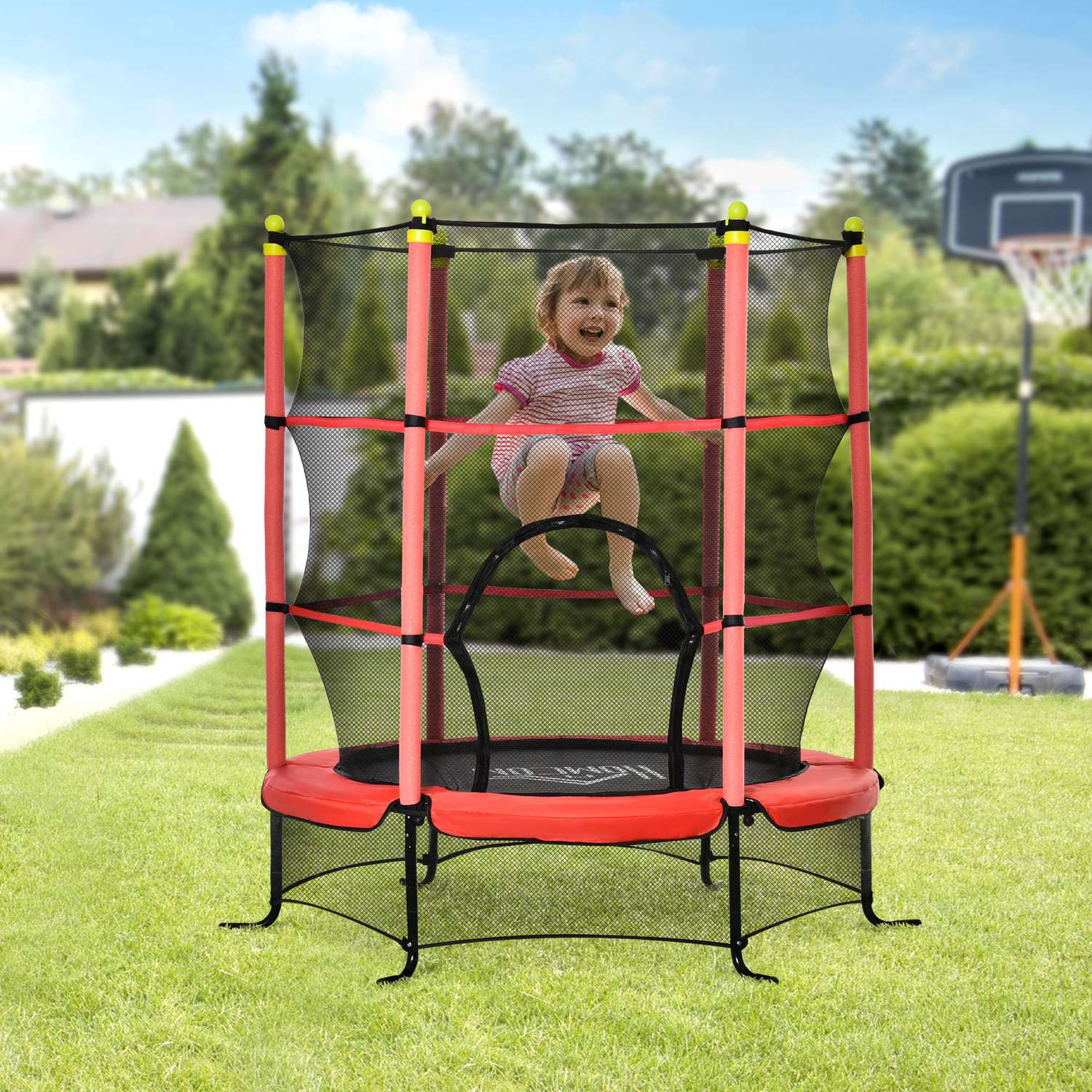 Mini zahradní trampolína s ochrannou sítí, Ø163 cm, do 50 kg