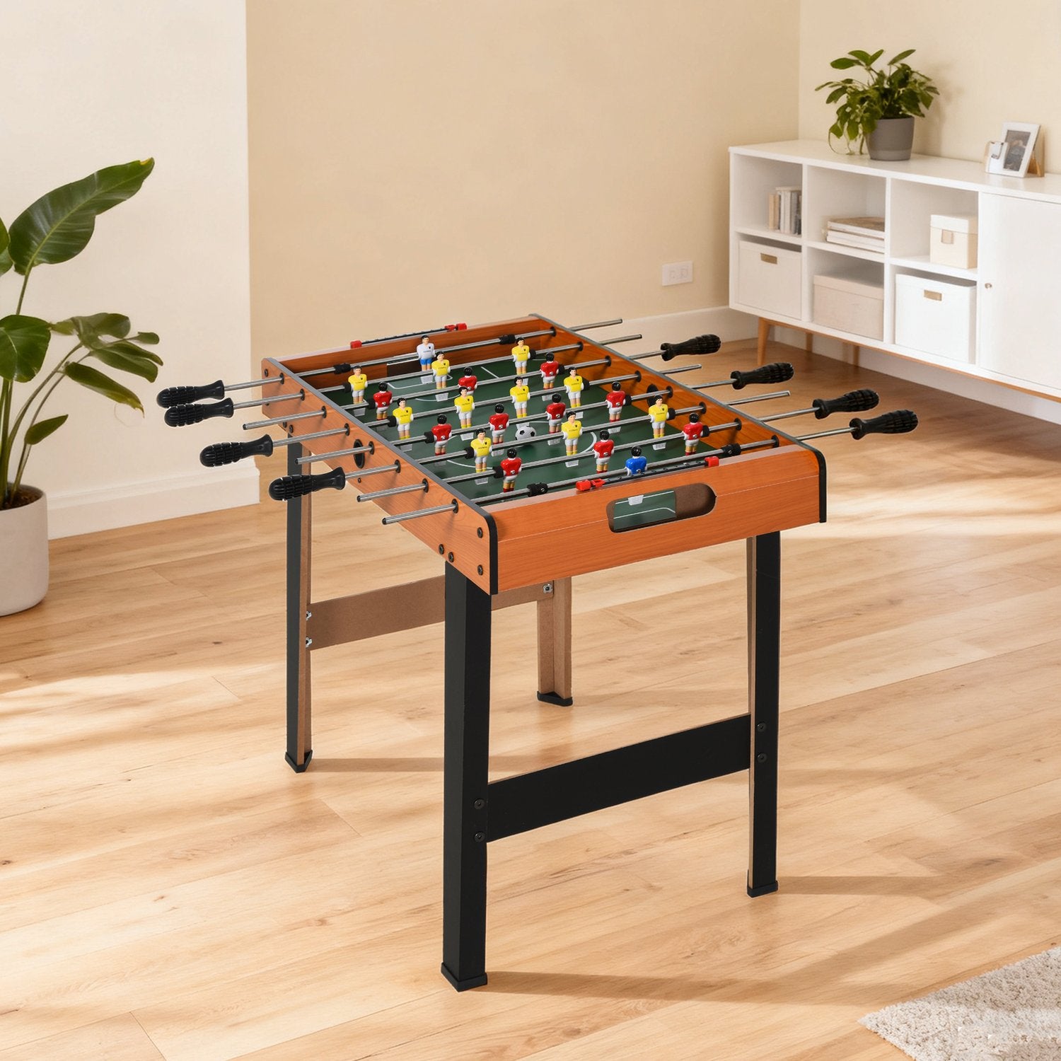 Minifotbollsbord med stänger i rostfritt stål, 84,5x40x61,2 cm, svart
