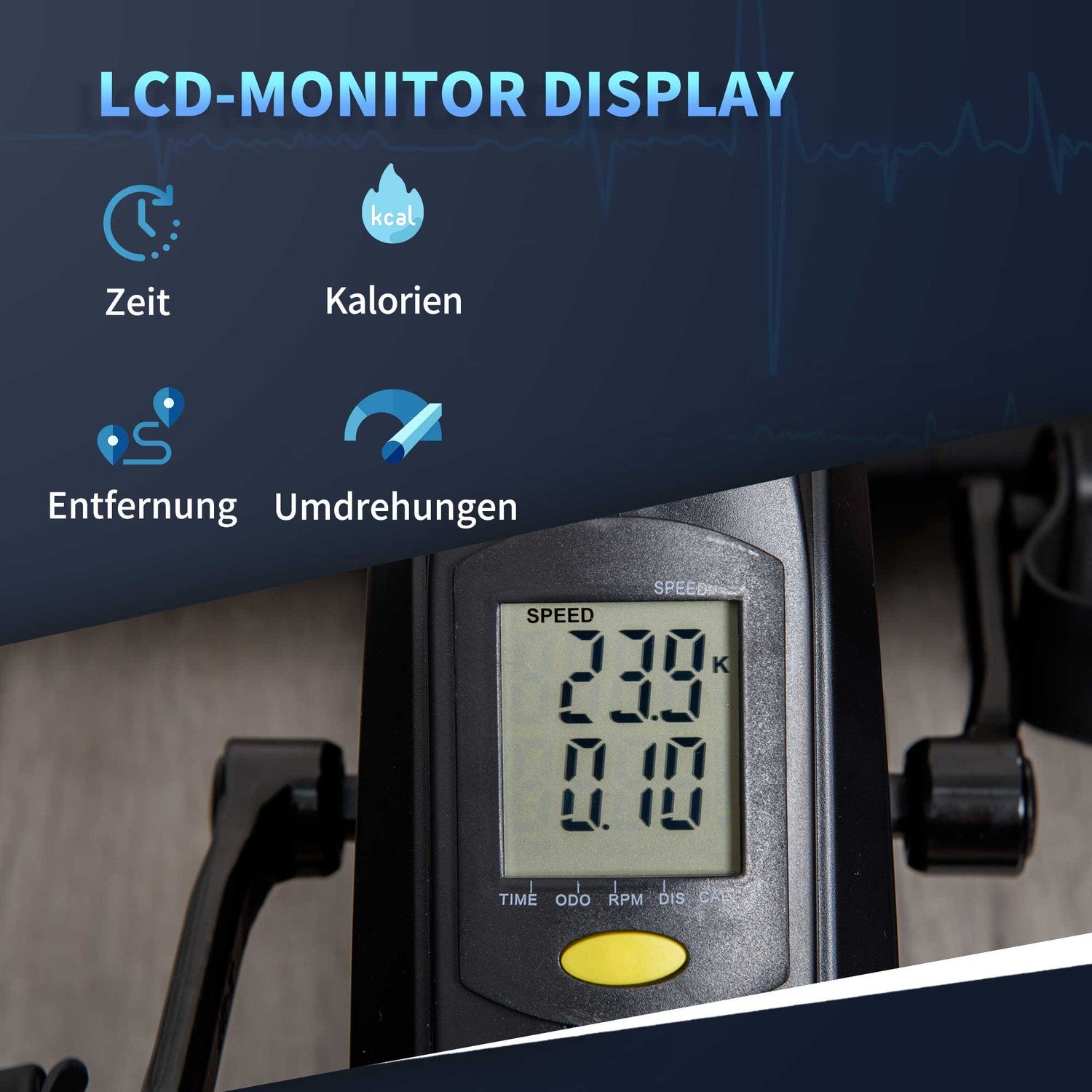 Mini motionscykel med 5 motståndsnivåer, LCD-skärm