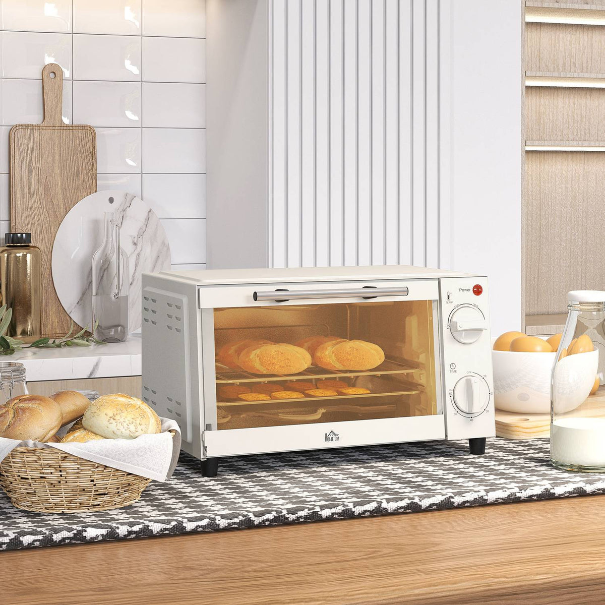 Mini trouba 9L – 750W, časovač, nastavitelná teplota, krémově bílá