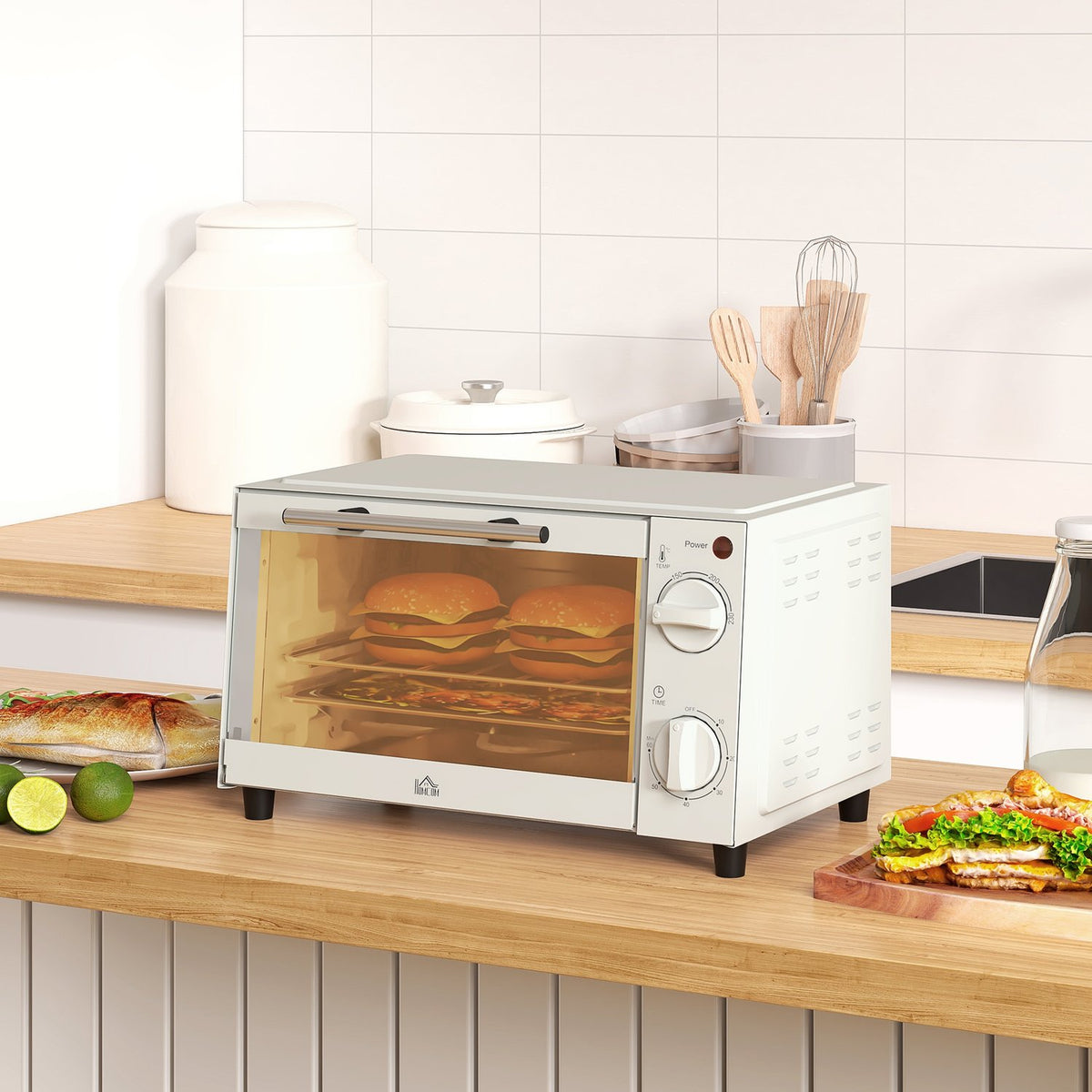 Mini trouba 9L – 750W, časovač, nastavitelná teplota, krémově bílá
