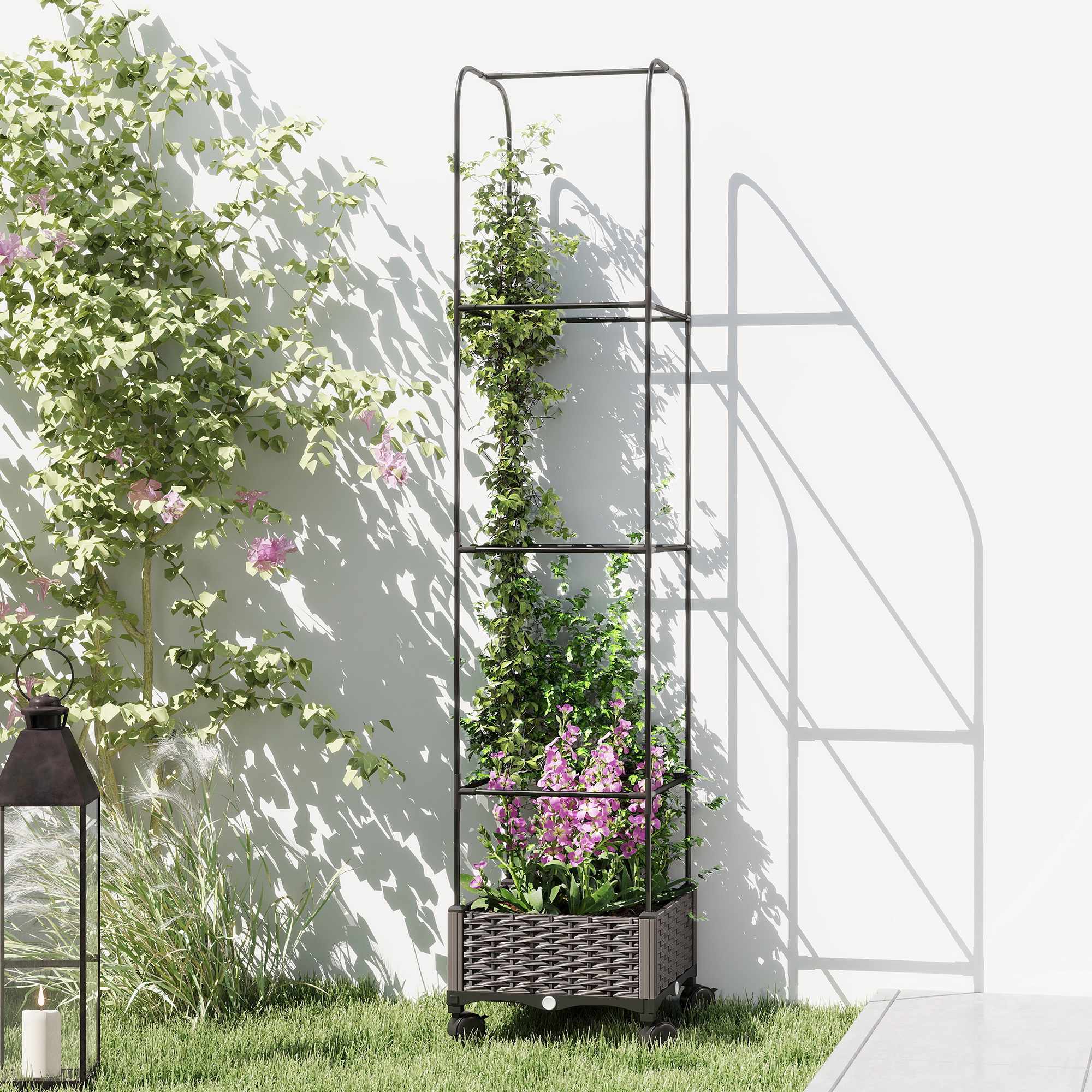 Mobil planteringslåda med spaljé, 185 cm, 24 liters kapacitet