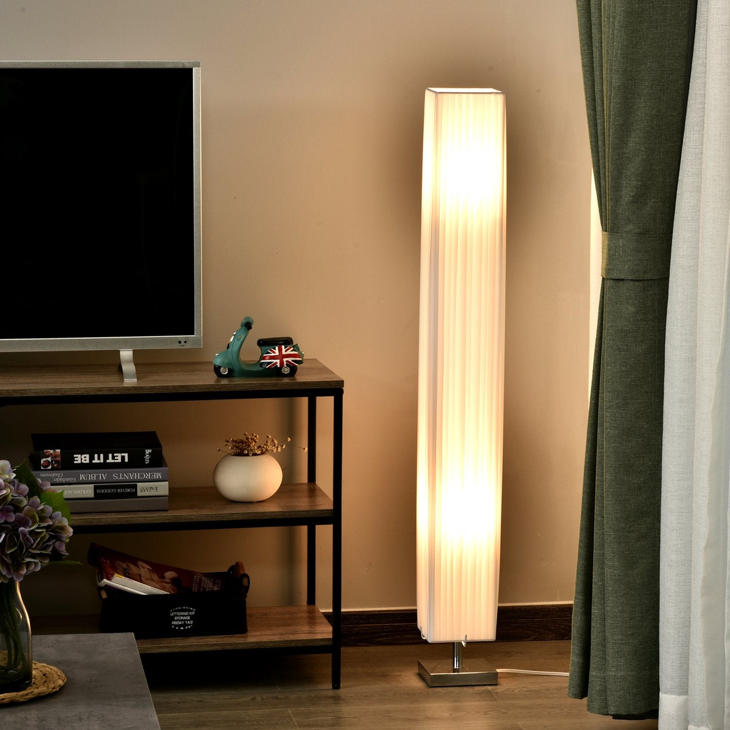 Modern golvlampa, vitt rostfritt stål, E27 sockel