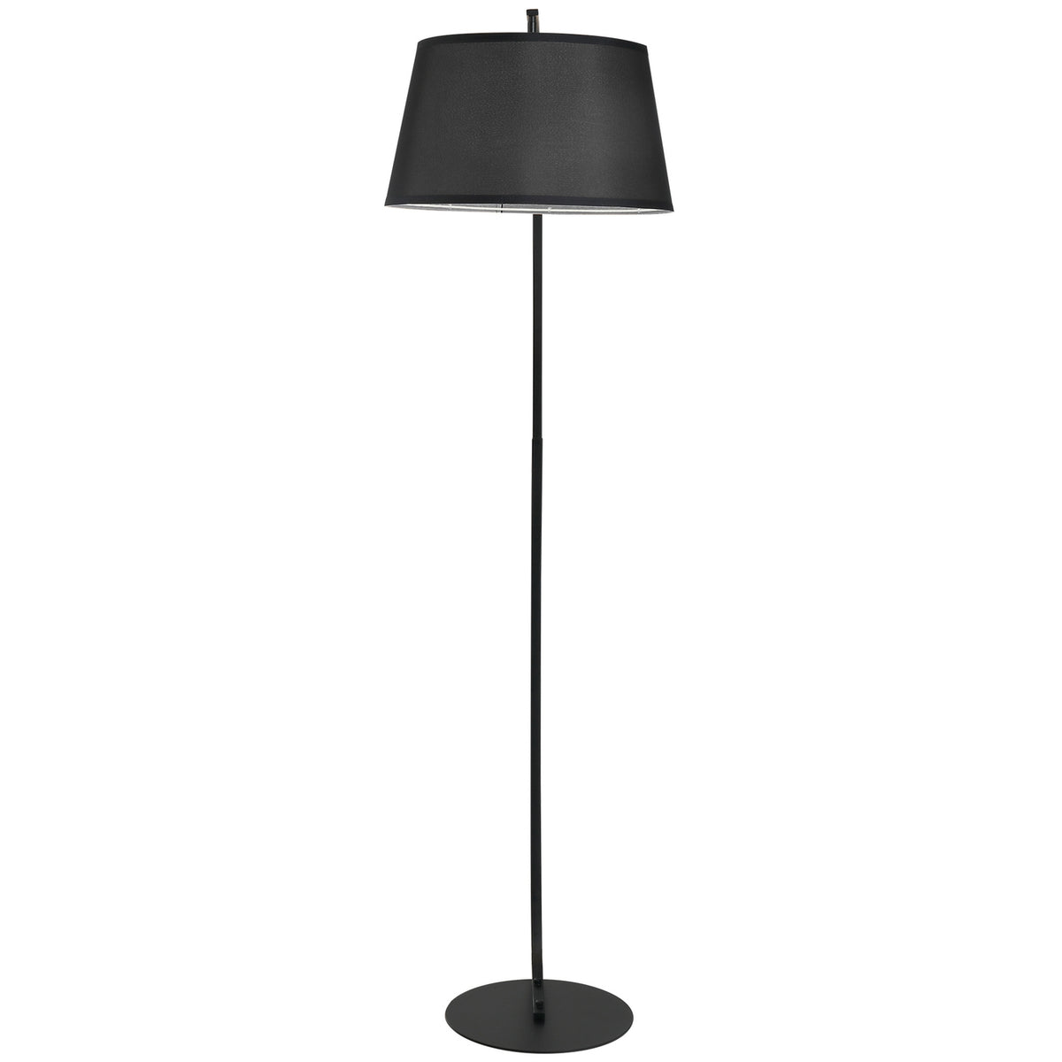 Moderní kovová stojací lampa s černým lněným stínidlem