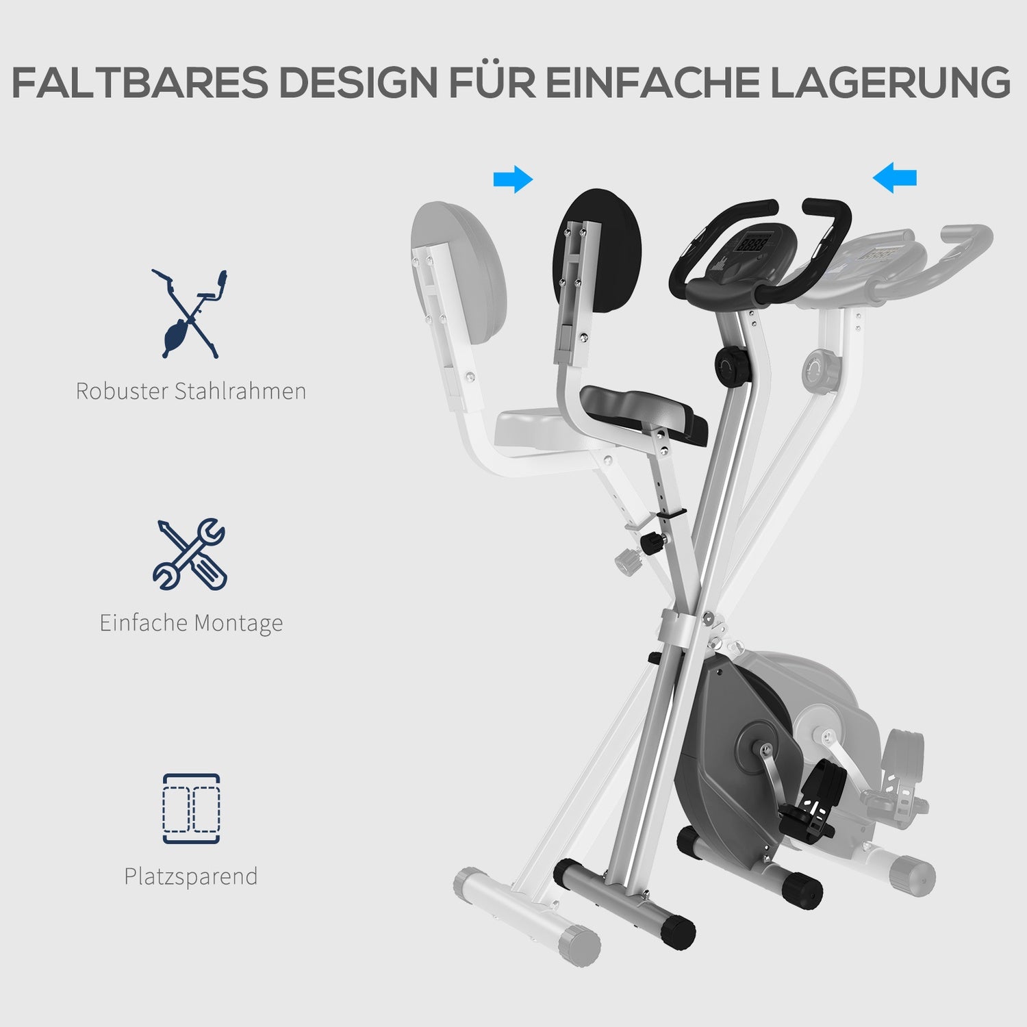 Motionscykel, 8-nivås magnetiskt motstånd, justerbar höjd