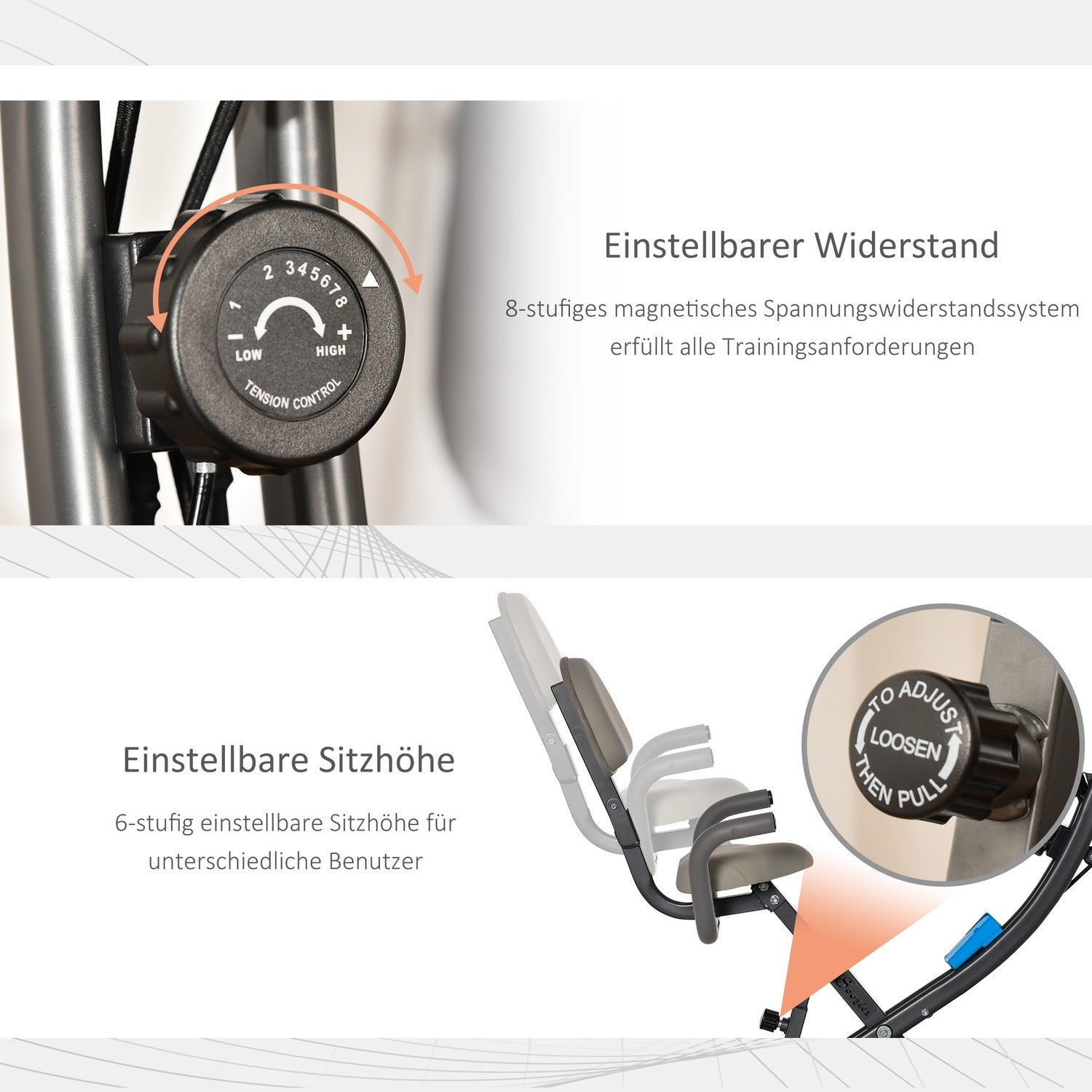 Motionscykel med justerbart motstånd och LCD-skärm