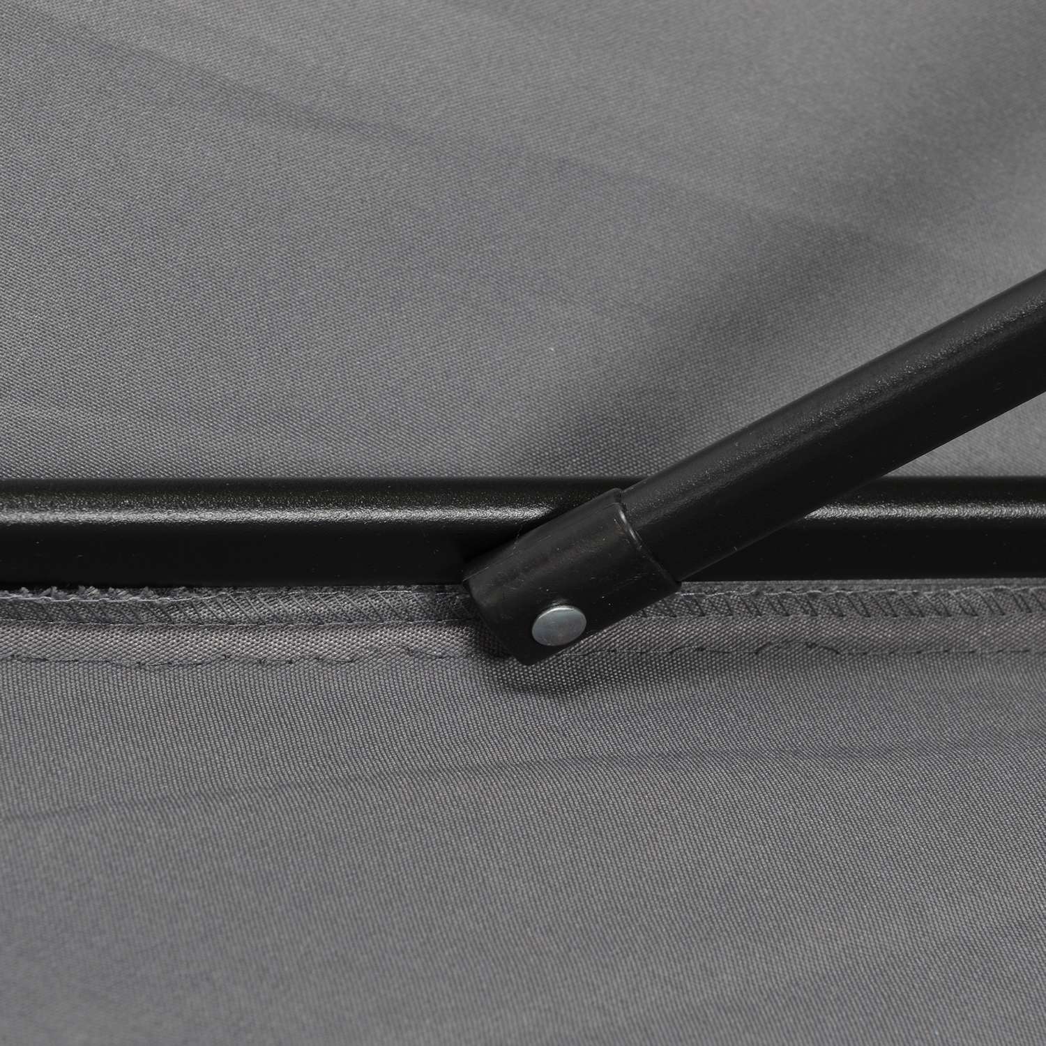 Tmavě šedý šestihranný větruvzdorný slunečník s klikovým mechanismem, 196 cm