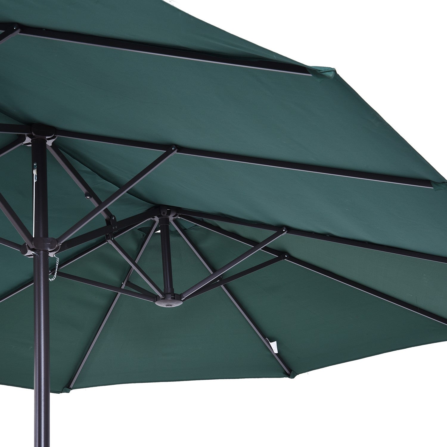 Mörkgrön dubbel uteplats Trädgårdsparaply med stativ – 460 x 270 cm