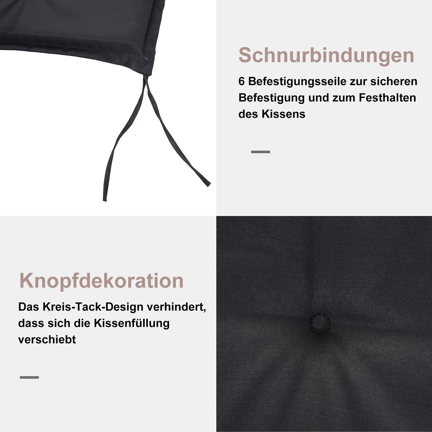 Mörkgrå trädgårdsbänkkuddar, mjuk polyester, 120x54x5 Cm