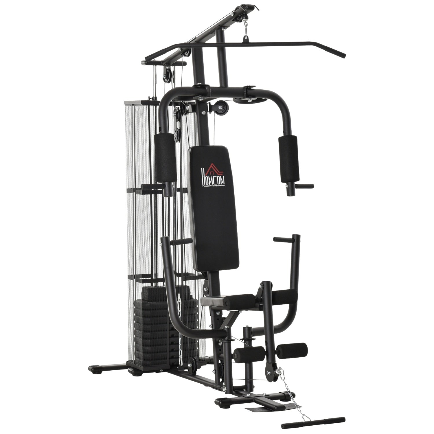 Multigym Fitness Station med Vikter & Leg Curl, Svart