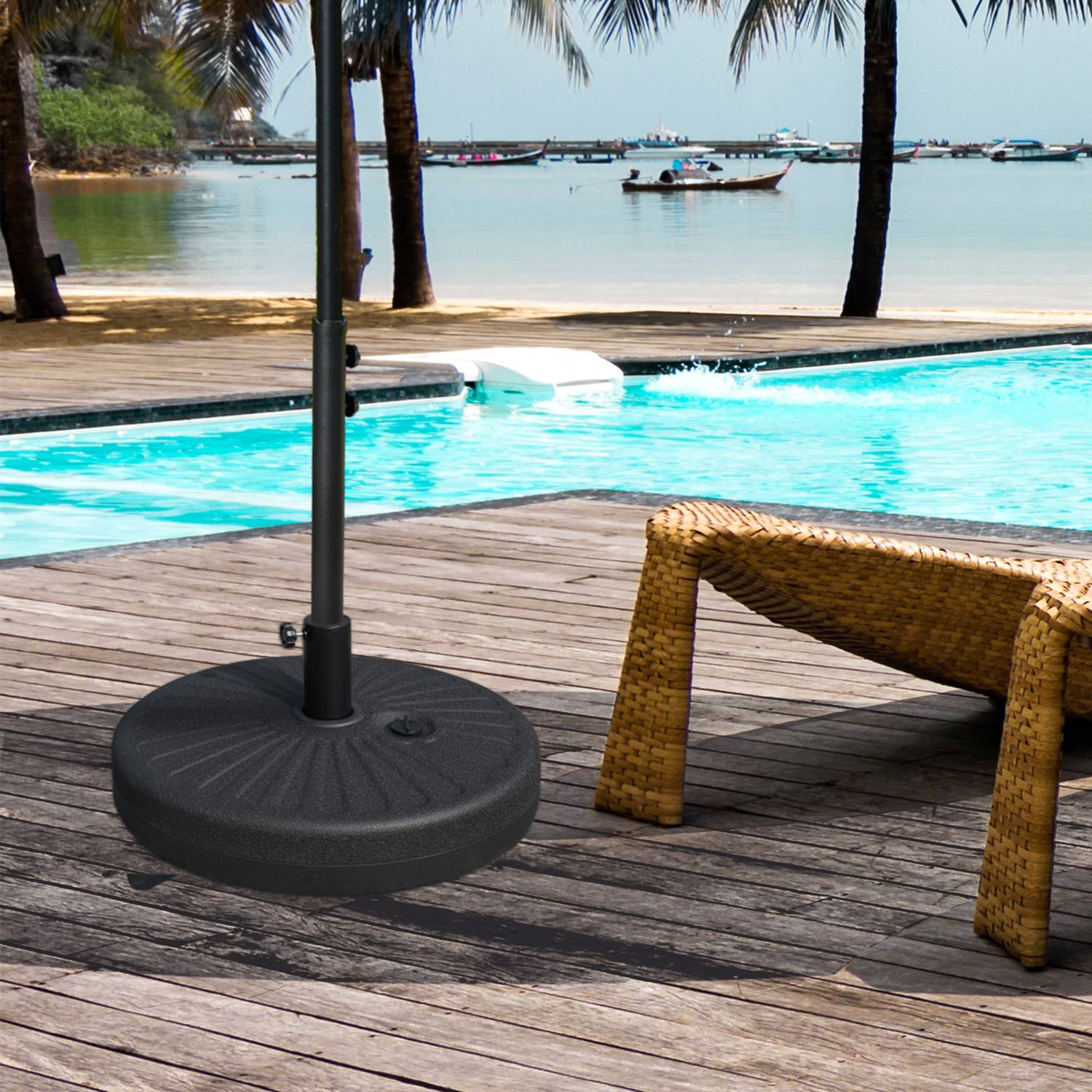 Parasoll Bas 22 Kg, Cement, Svart – Passar Ø38/48 Mm
