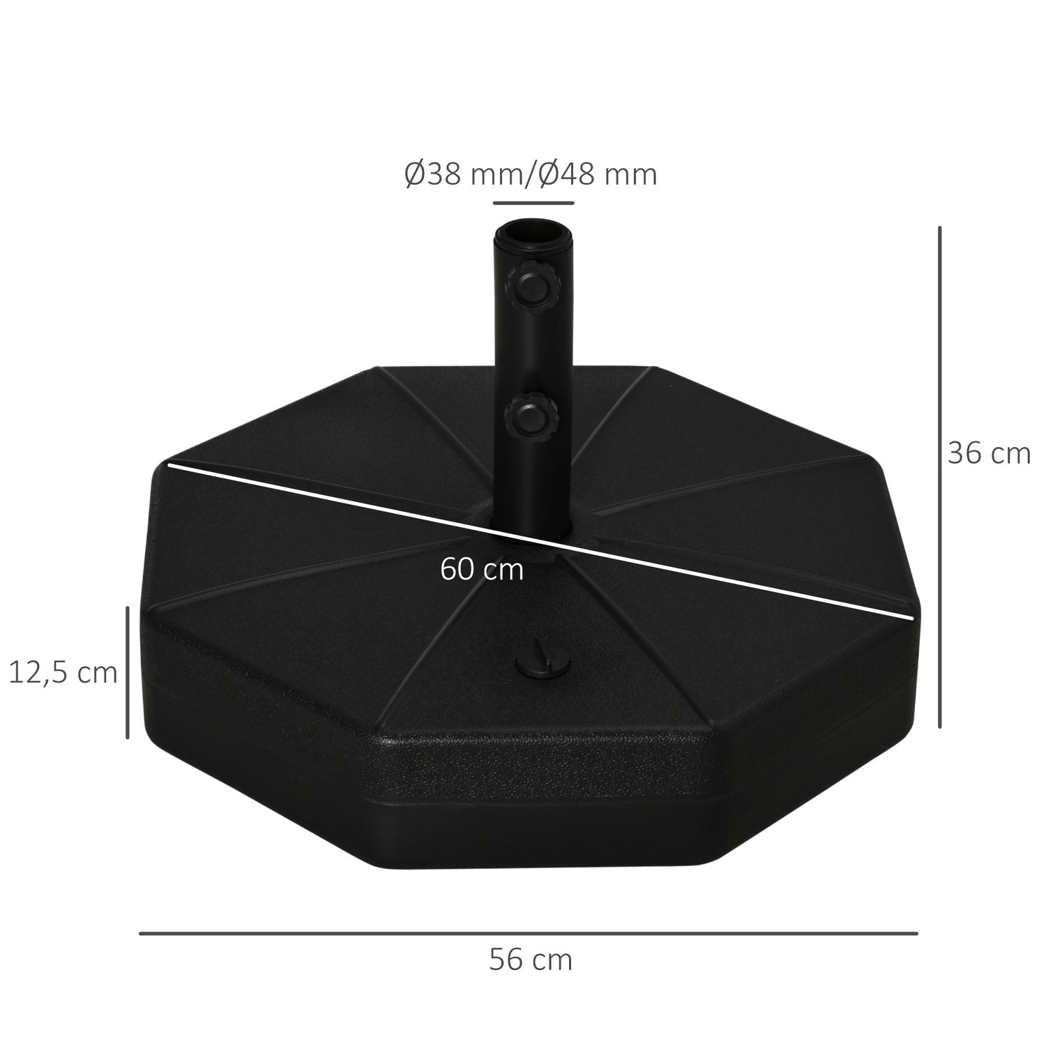 Parasollbas 40 kg för 38/48 mm stolpar, vatten/sandfyllbar