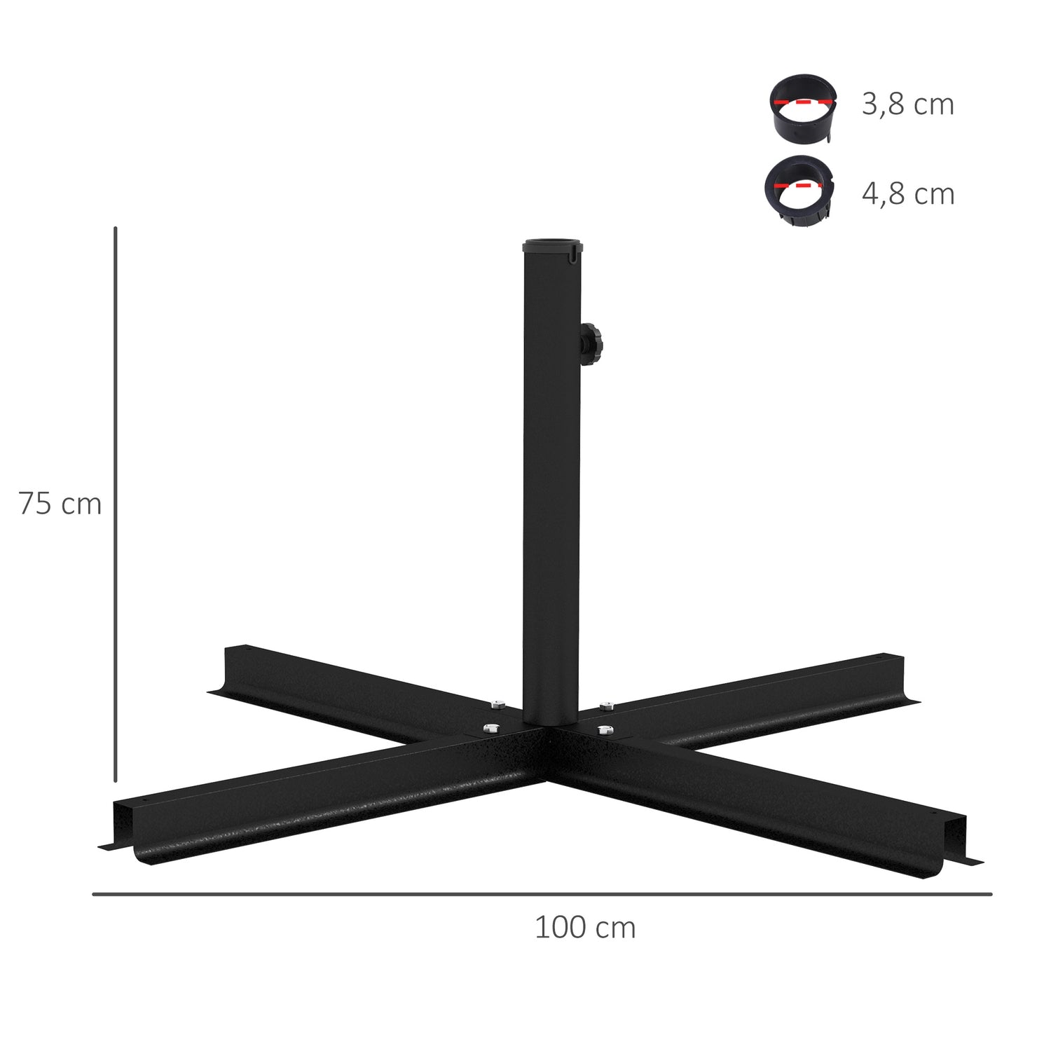 Parasollställ, Svart - 4 Kg, Passar Ø38-48 Mm stolpar