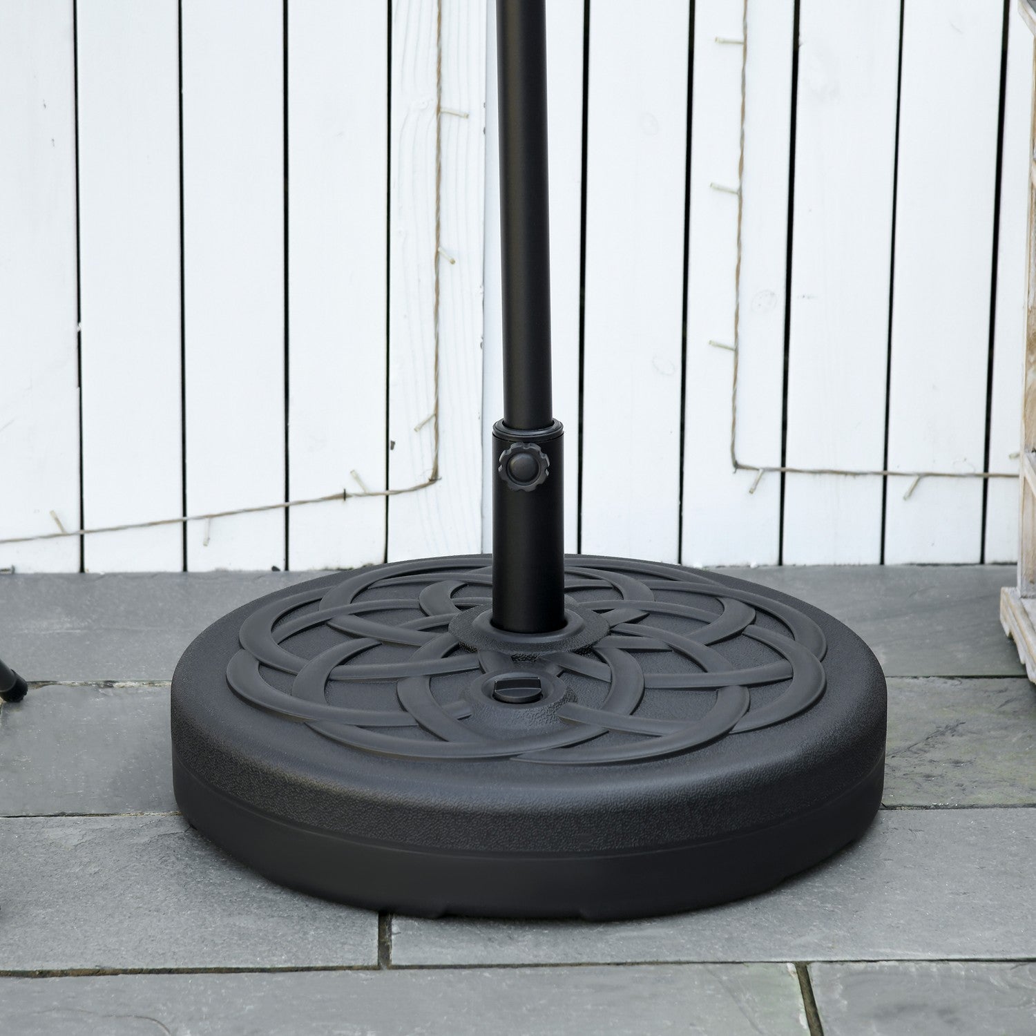 Parasollställ för balkong & trädgård – 35 kg, rund, svart