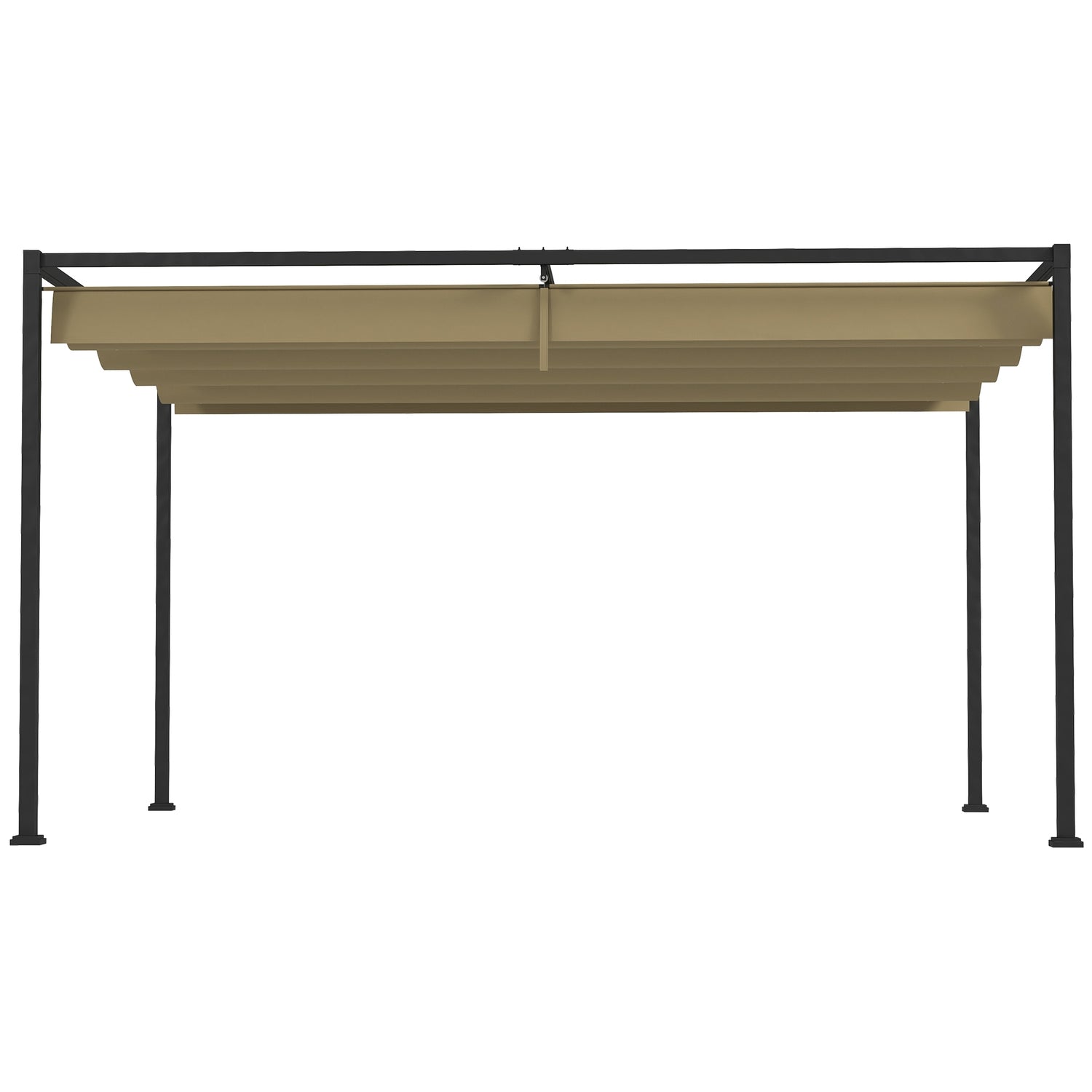 Ocelová pergola 4x3m, nastavitelná střecha, ochrana před sluncem, khaki