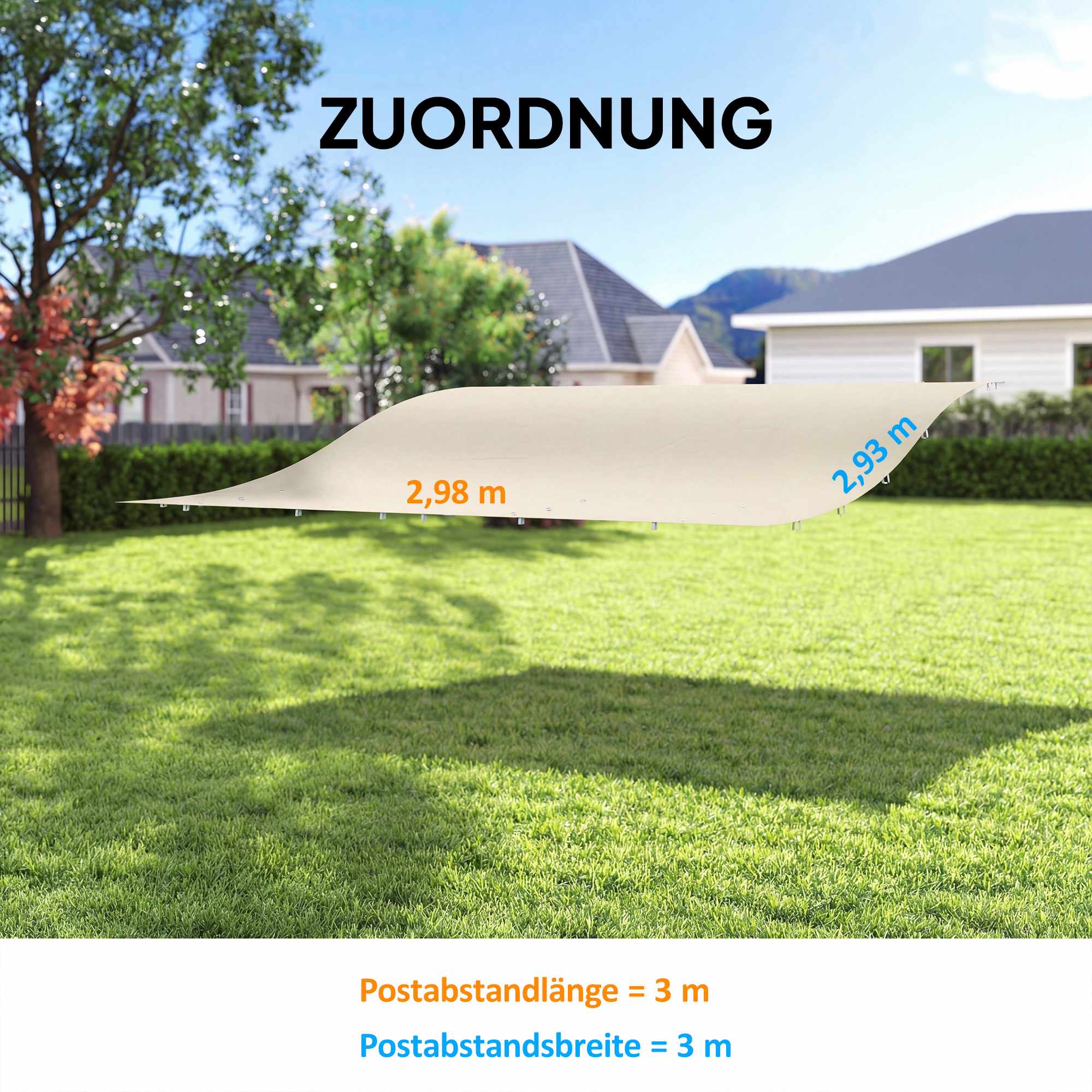 Pergola-reservtak, 3x3m, vattenavvisande polyester