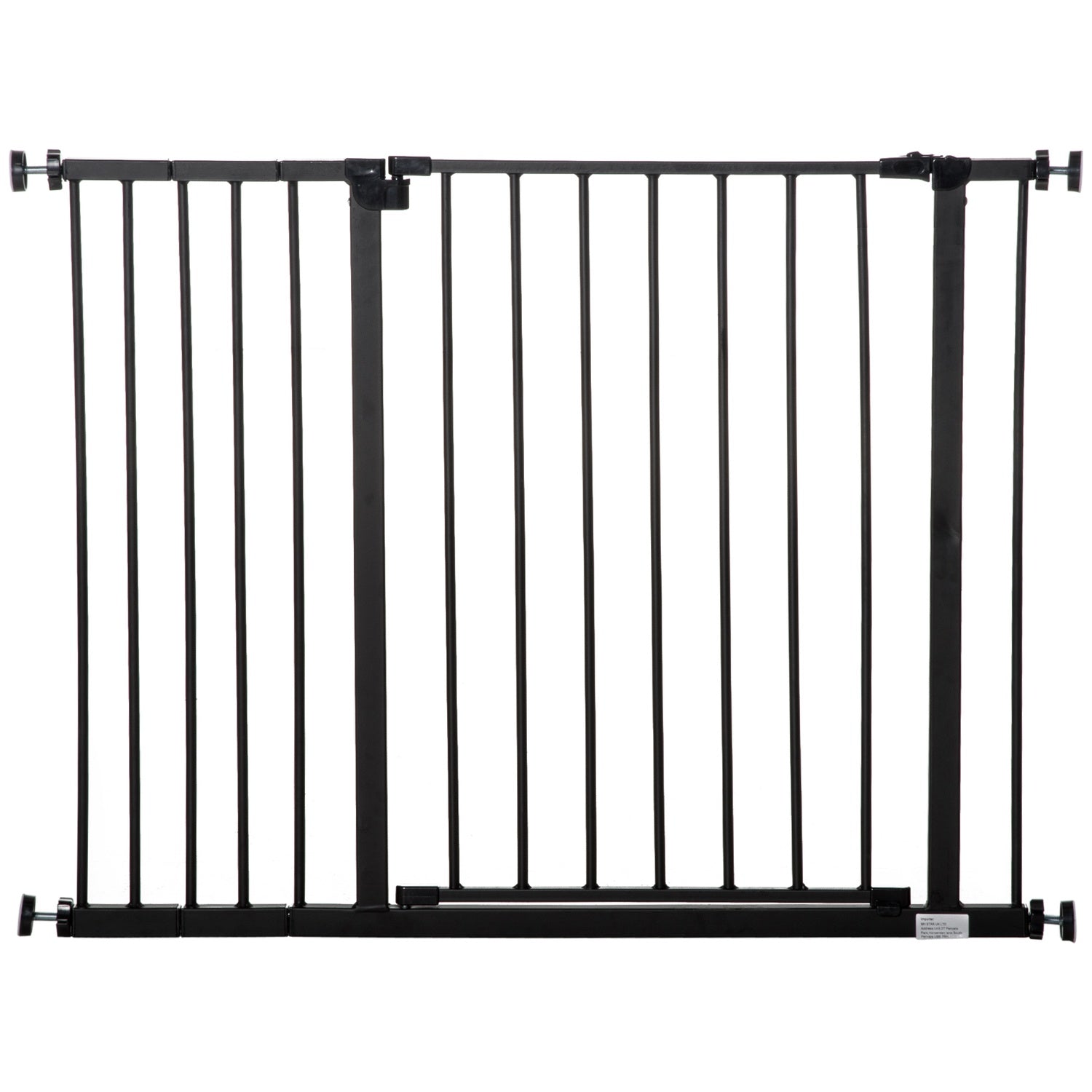 Pet Dog Gate – Black Steel, No-Drill, 76-107x76cm